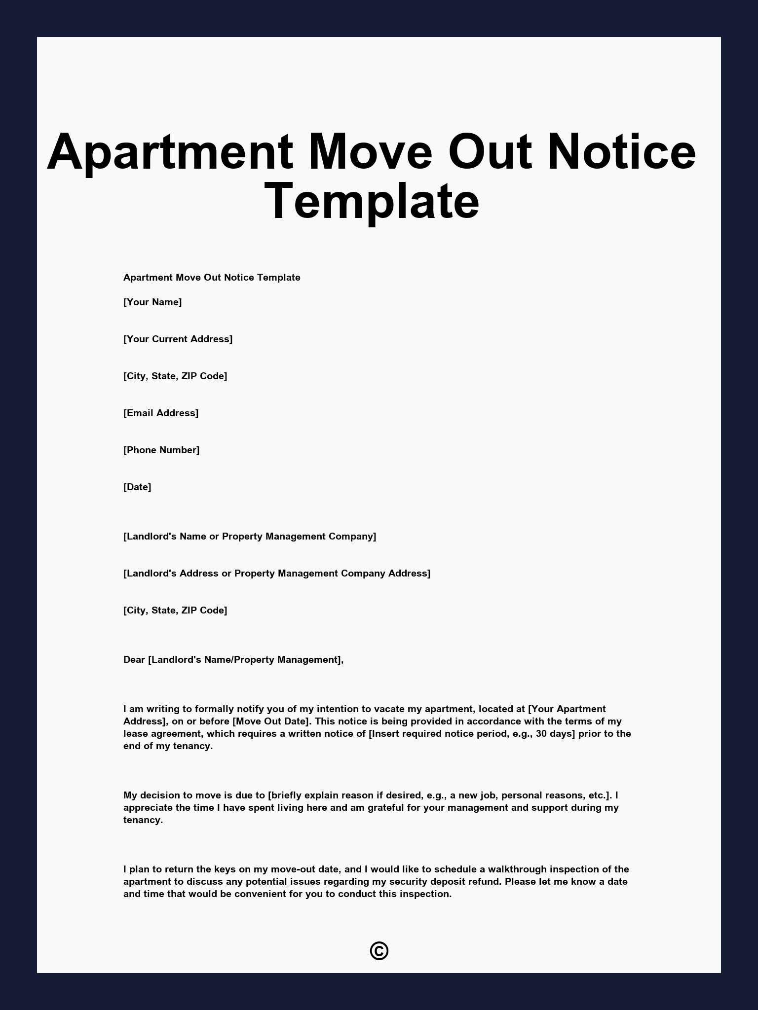 Apartment Move Out Notice Template