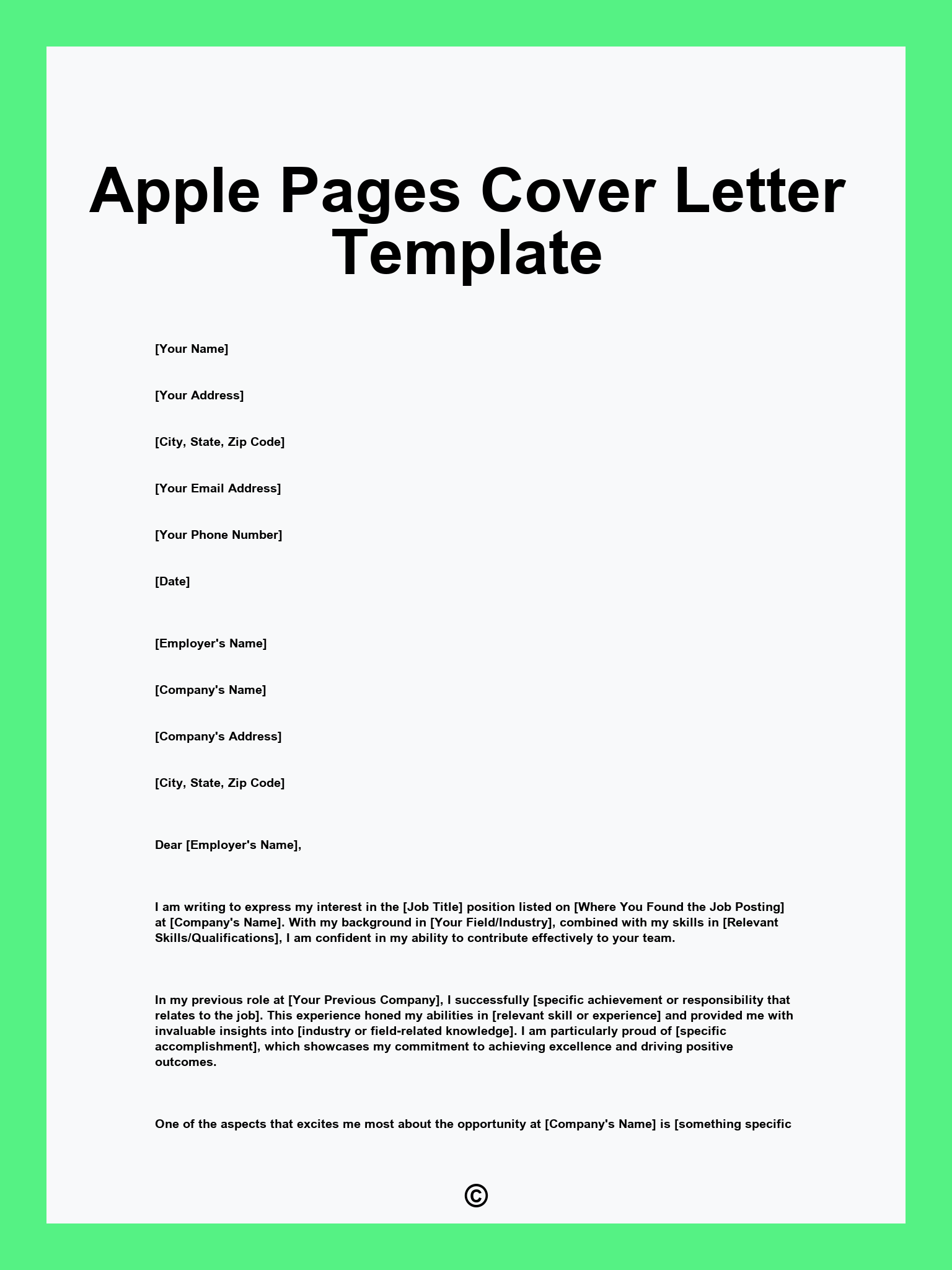 Apple Pages Cover Letter Template