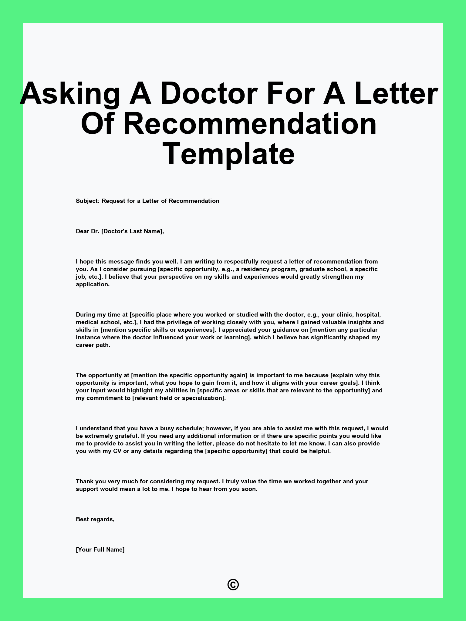 Asking A Doctor For A Letter Of Recommendation Template
