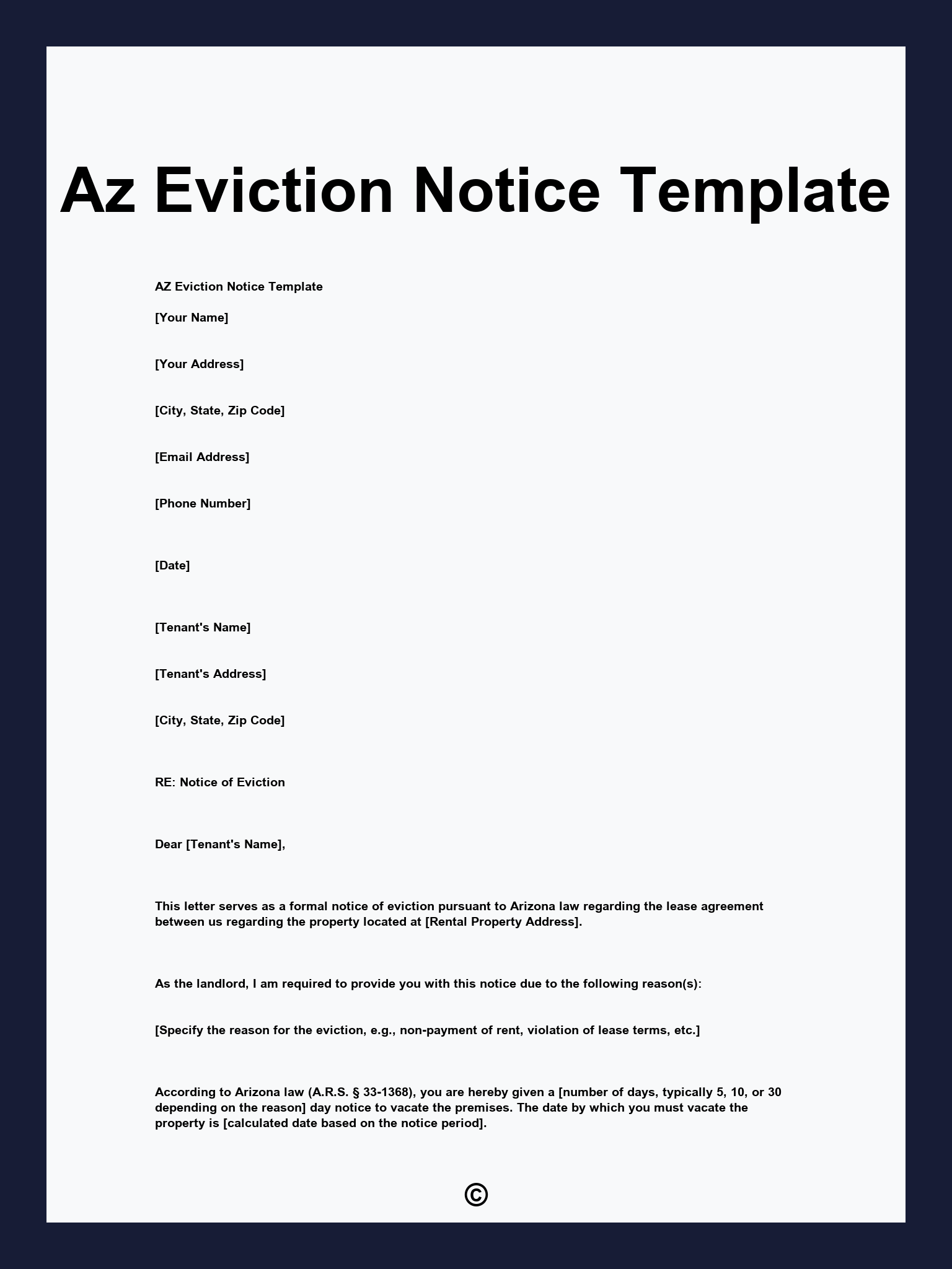 Az Eviction Notice Template