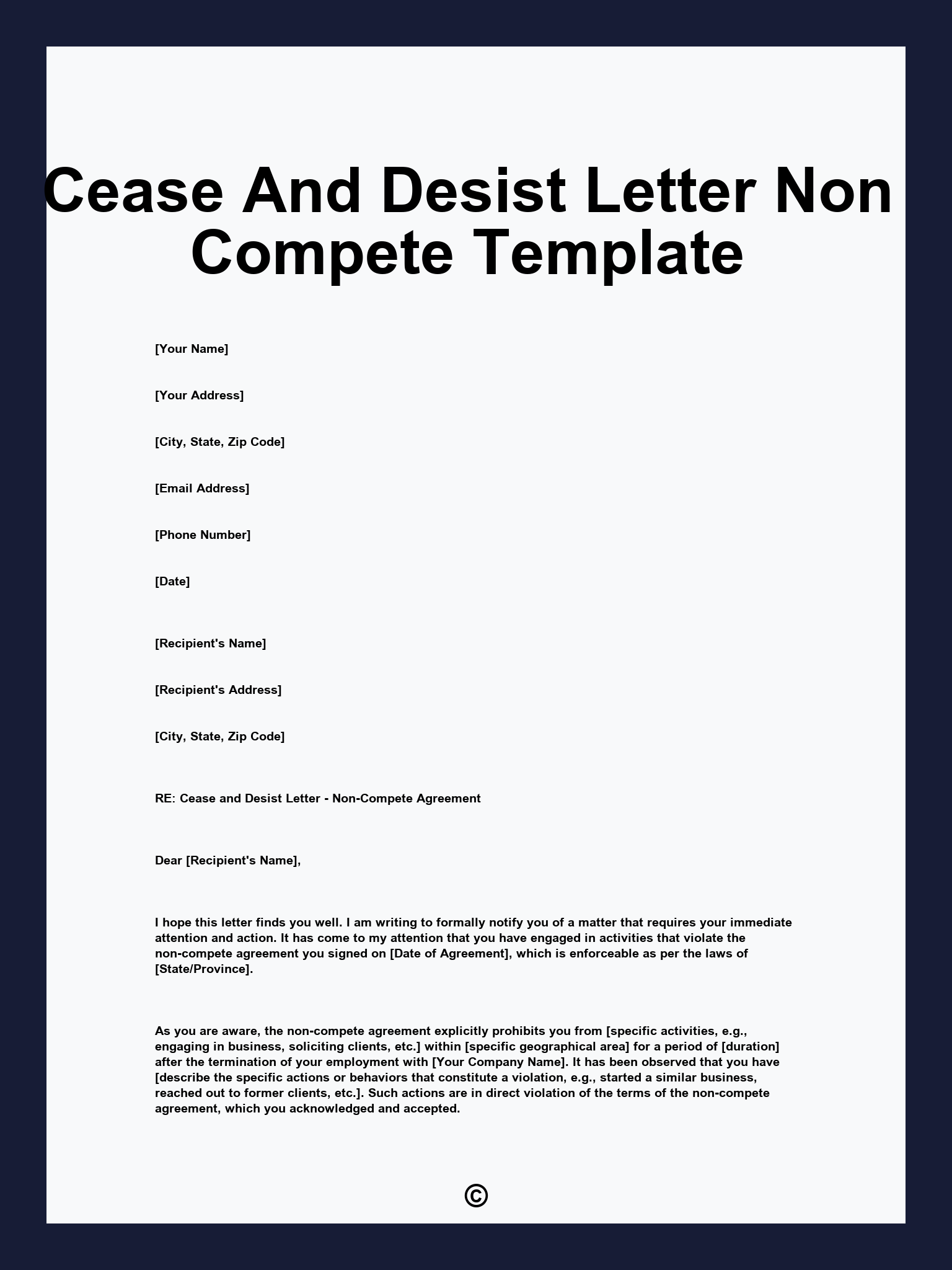 Cease And Desist Letter Non Compete Template