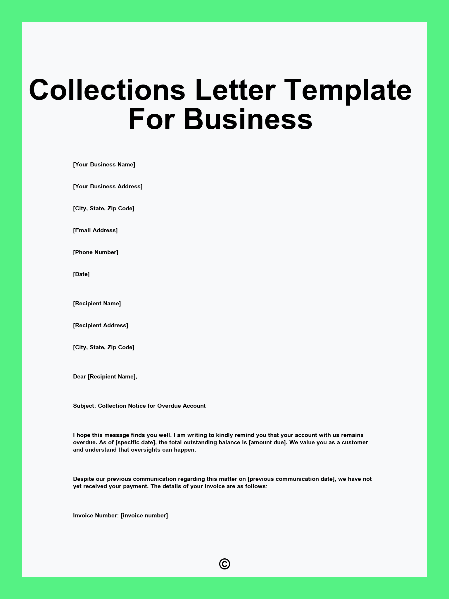 Collections Letter Template For Business