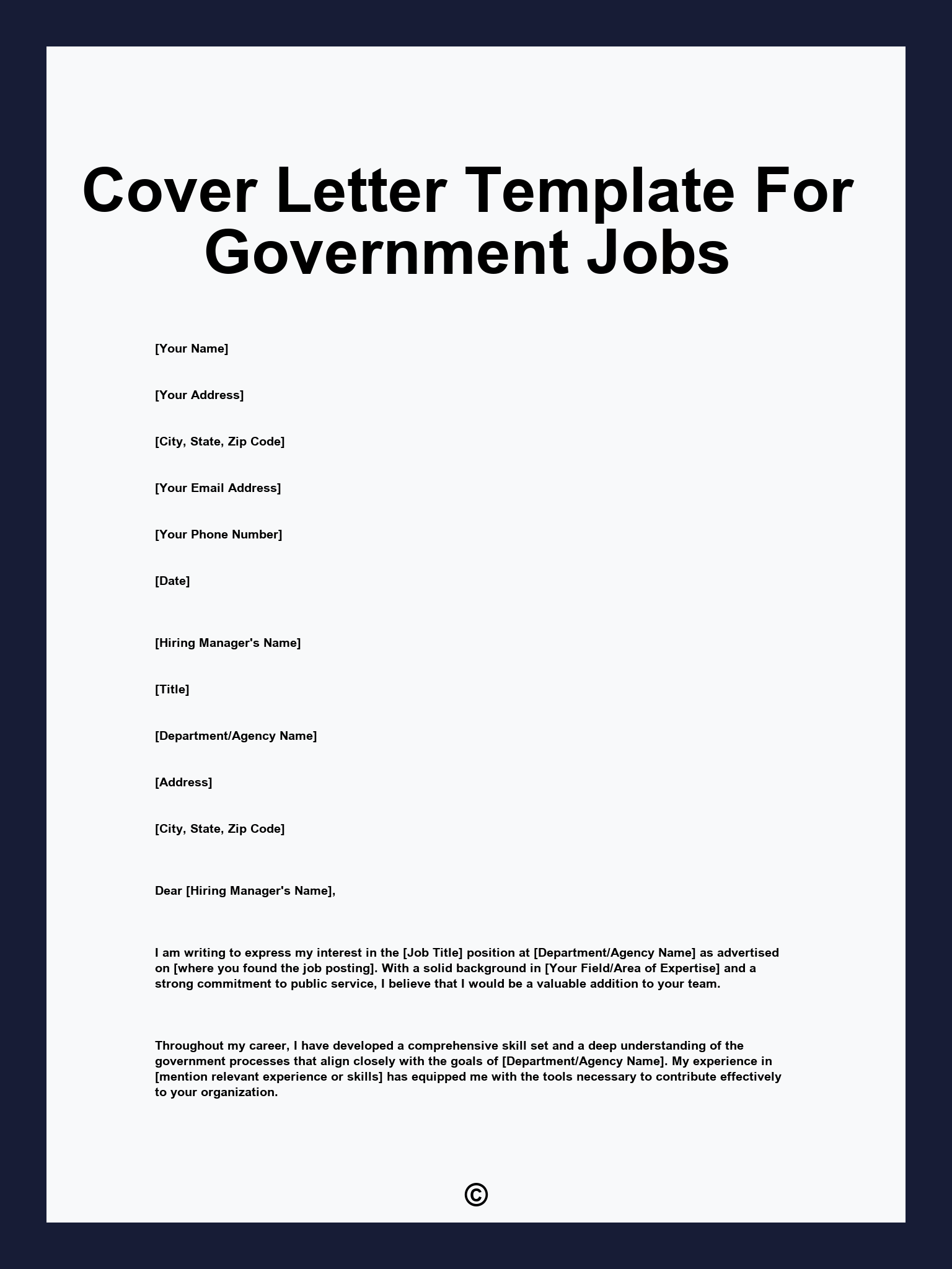 Cover Letter Template For Government Jobs