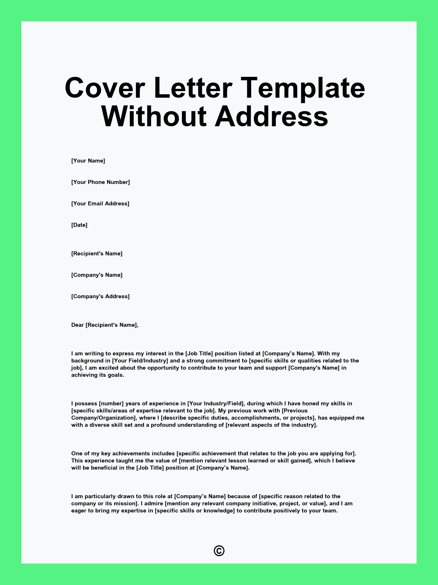 Cover Letter Template Without Address