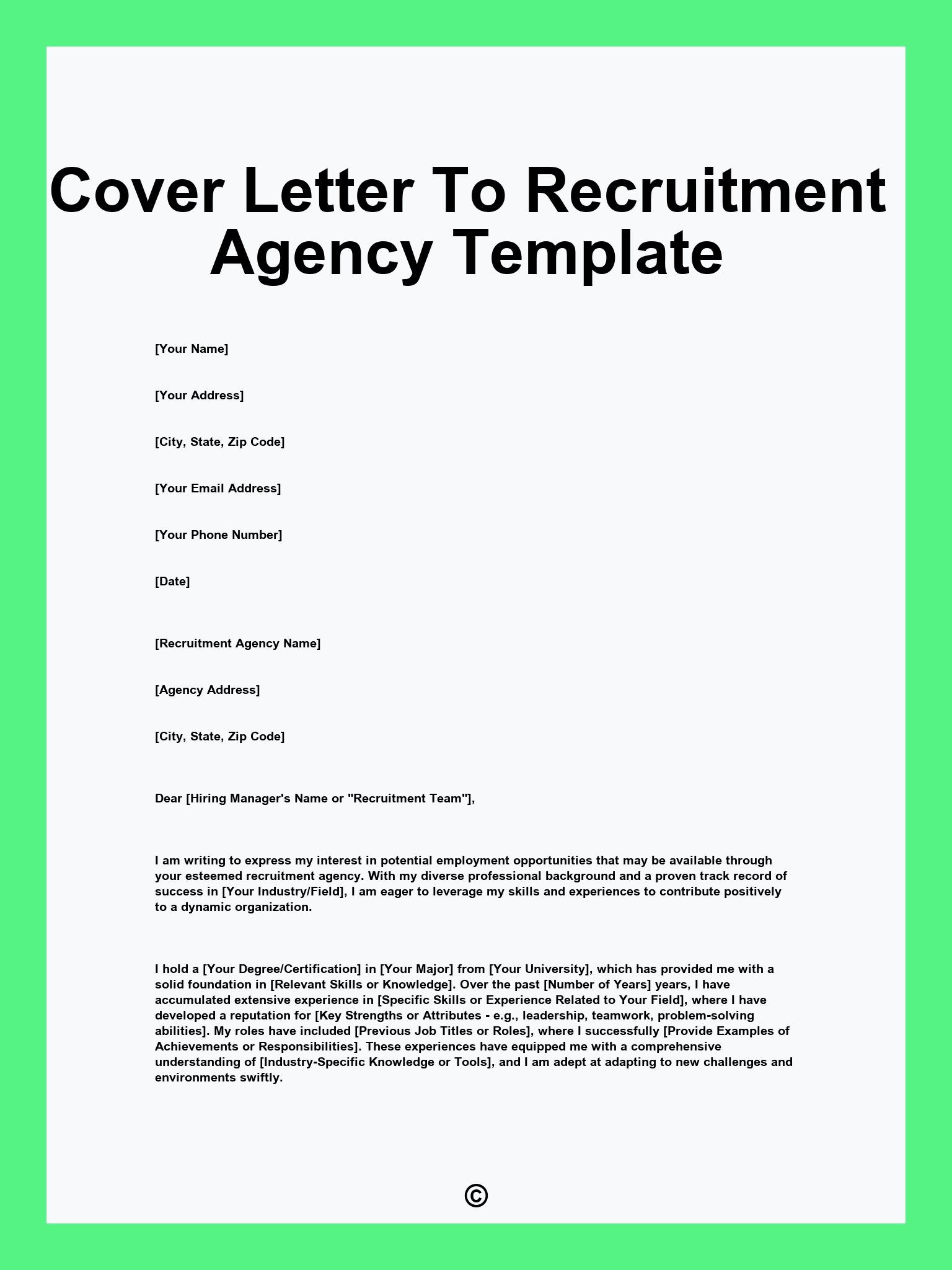 Cover Letter To Recruitment Agency Template