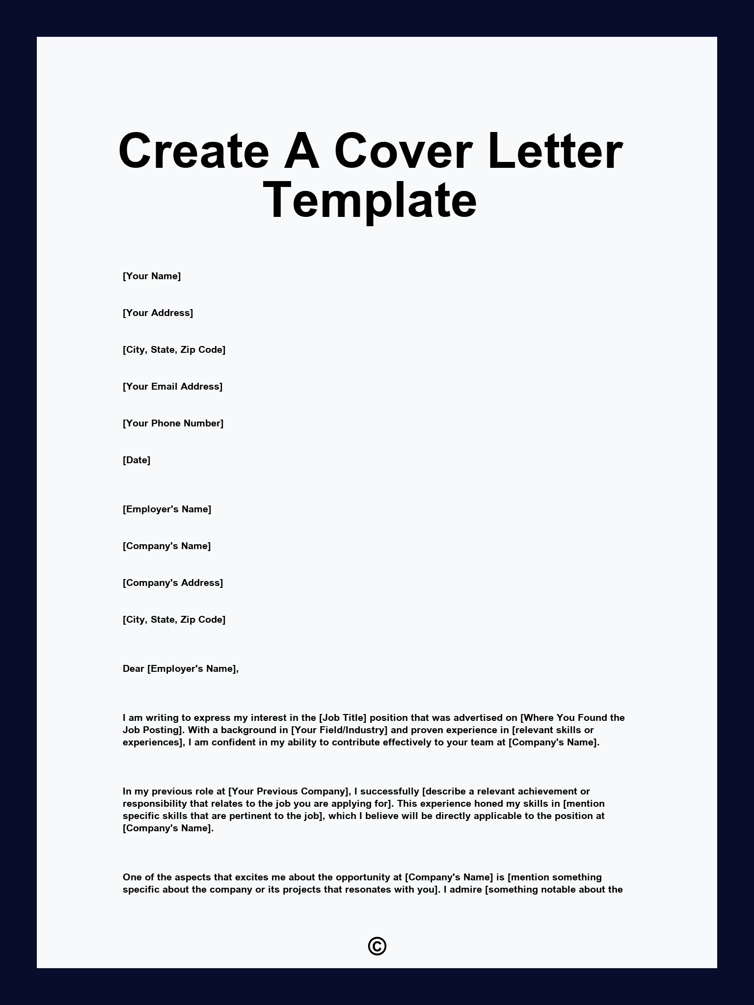 Create A Cover Letter Template