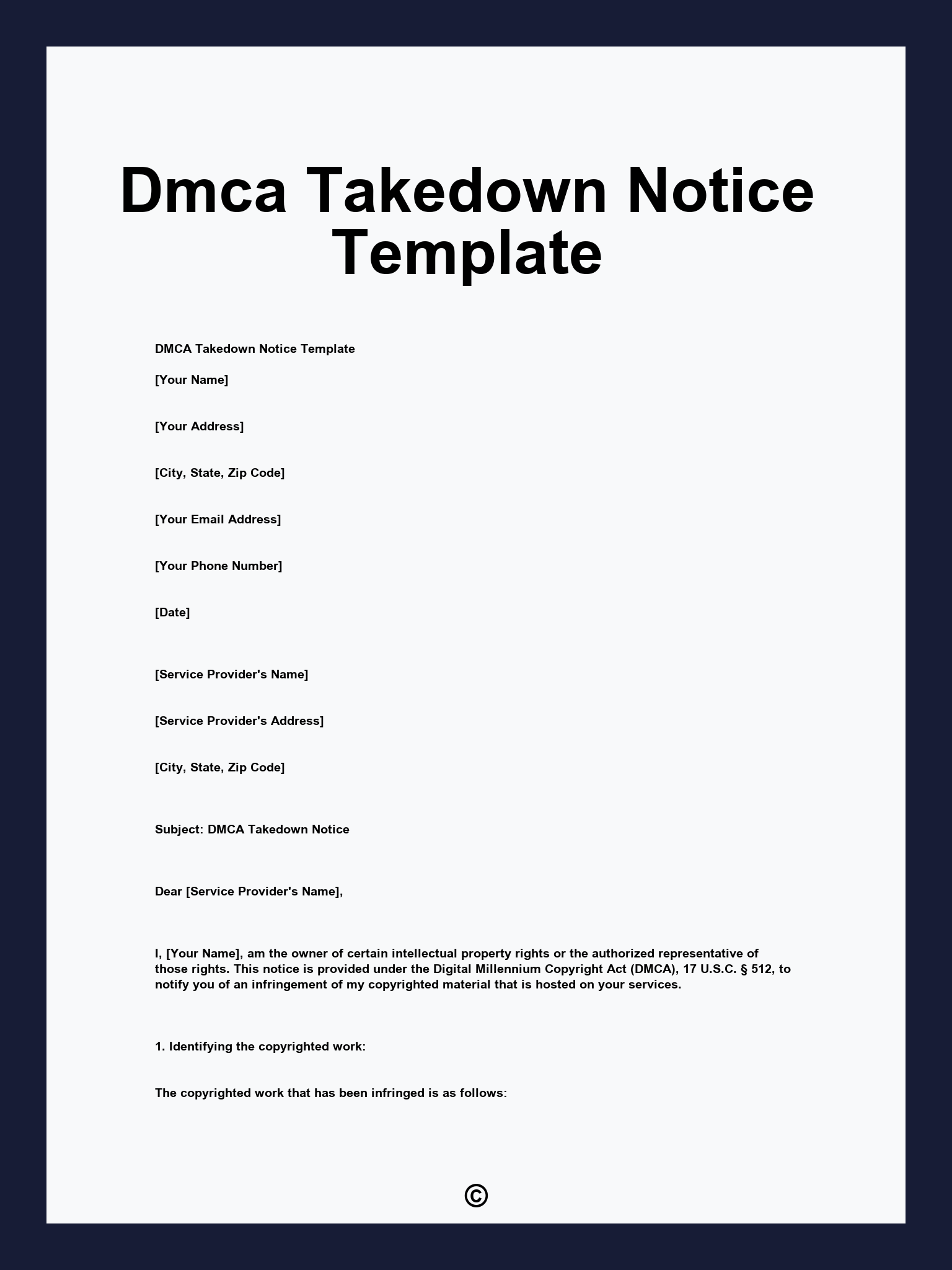 Dmca Takedown Notice Template