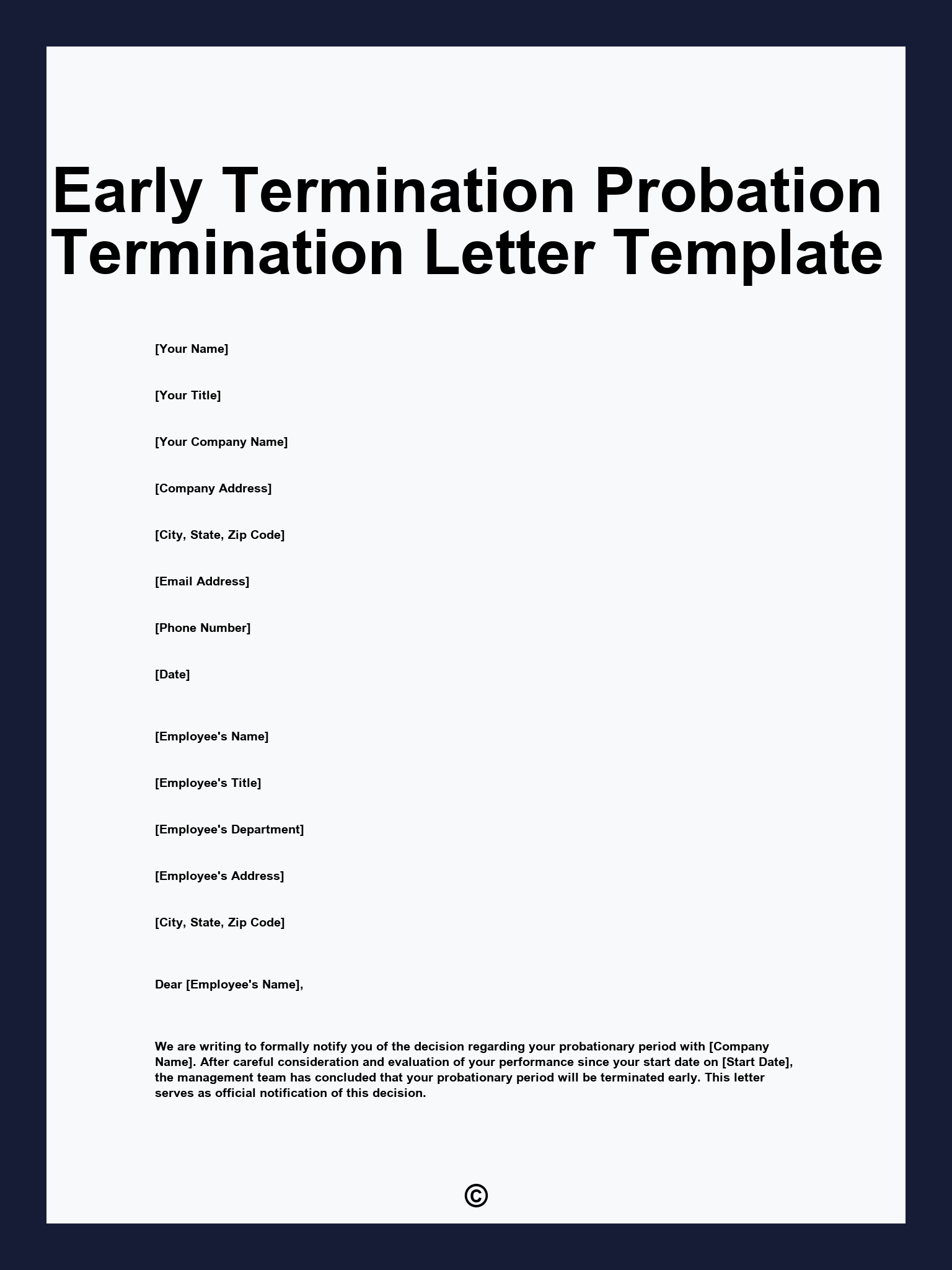 Early Termination Probation Termination Letter Template