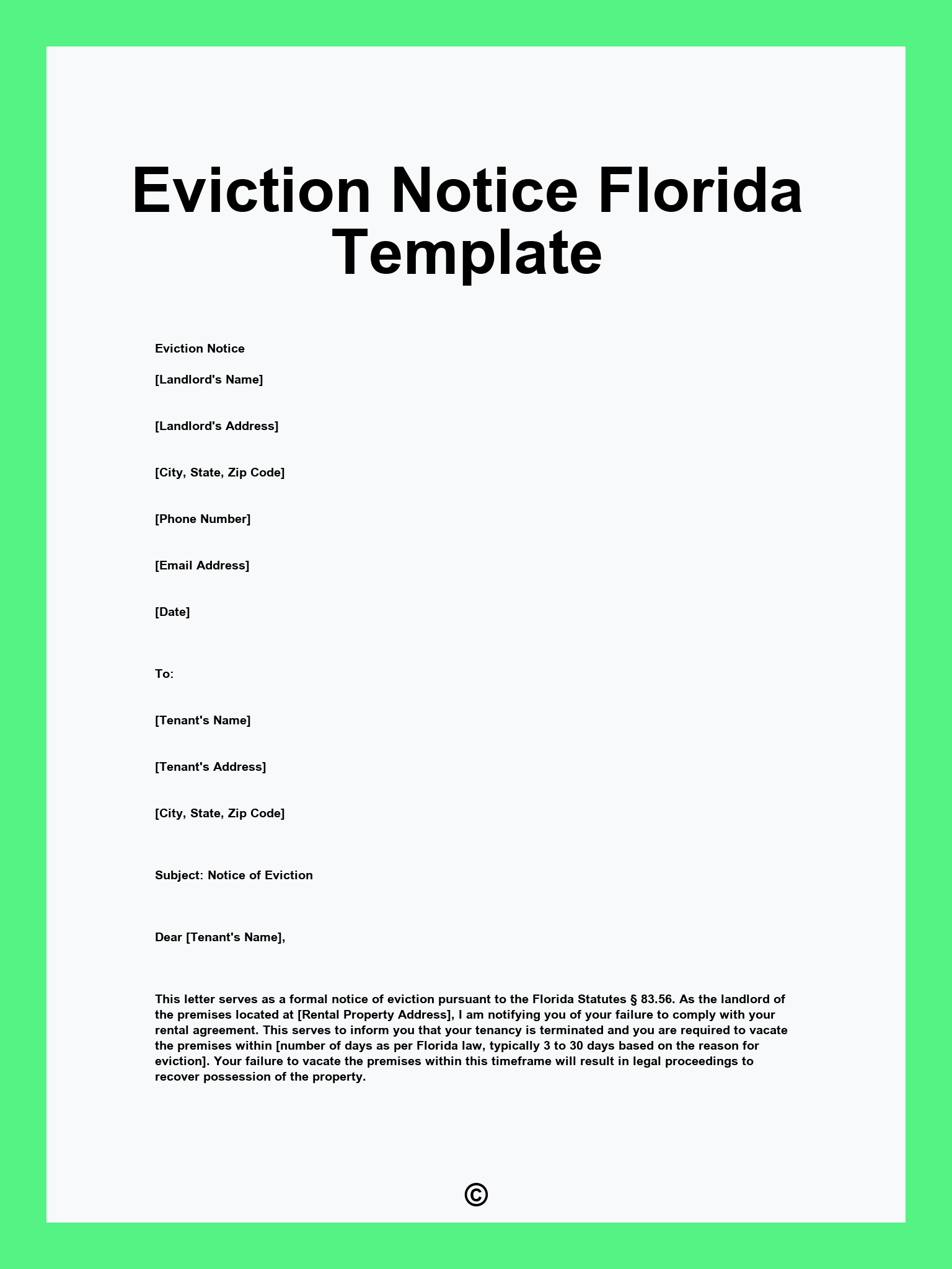 Eviction Notice Florida Template