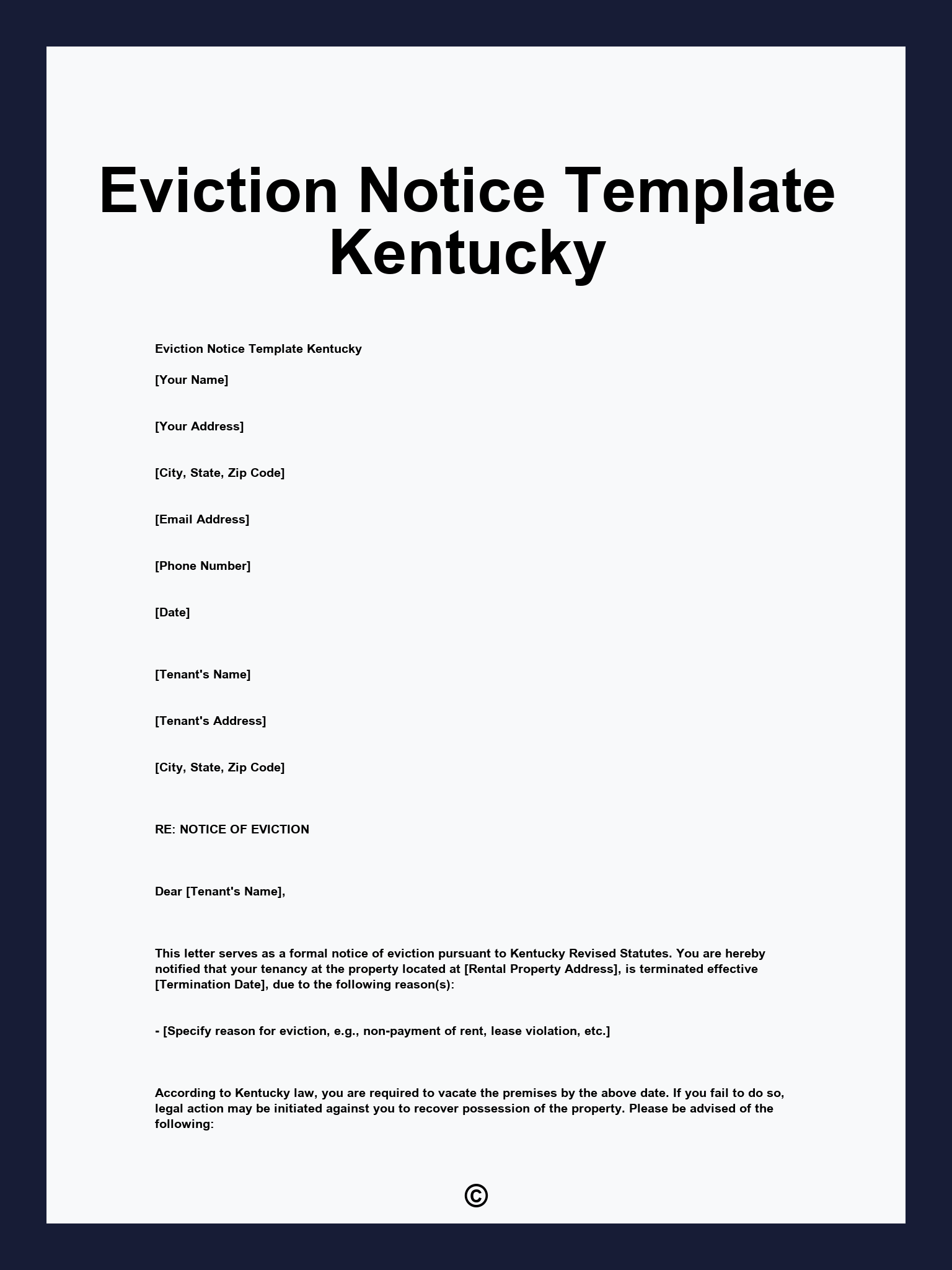 Eviction Notice Template Kentucky