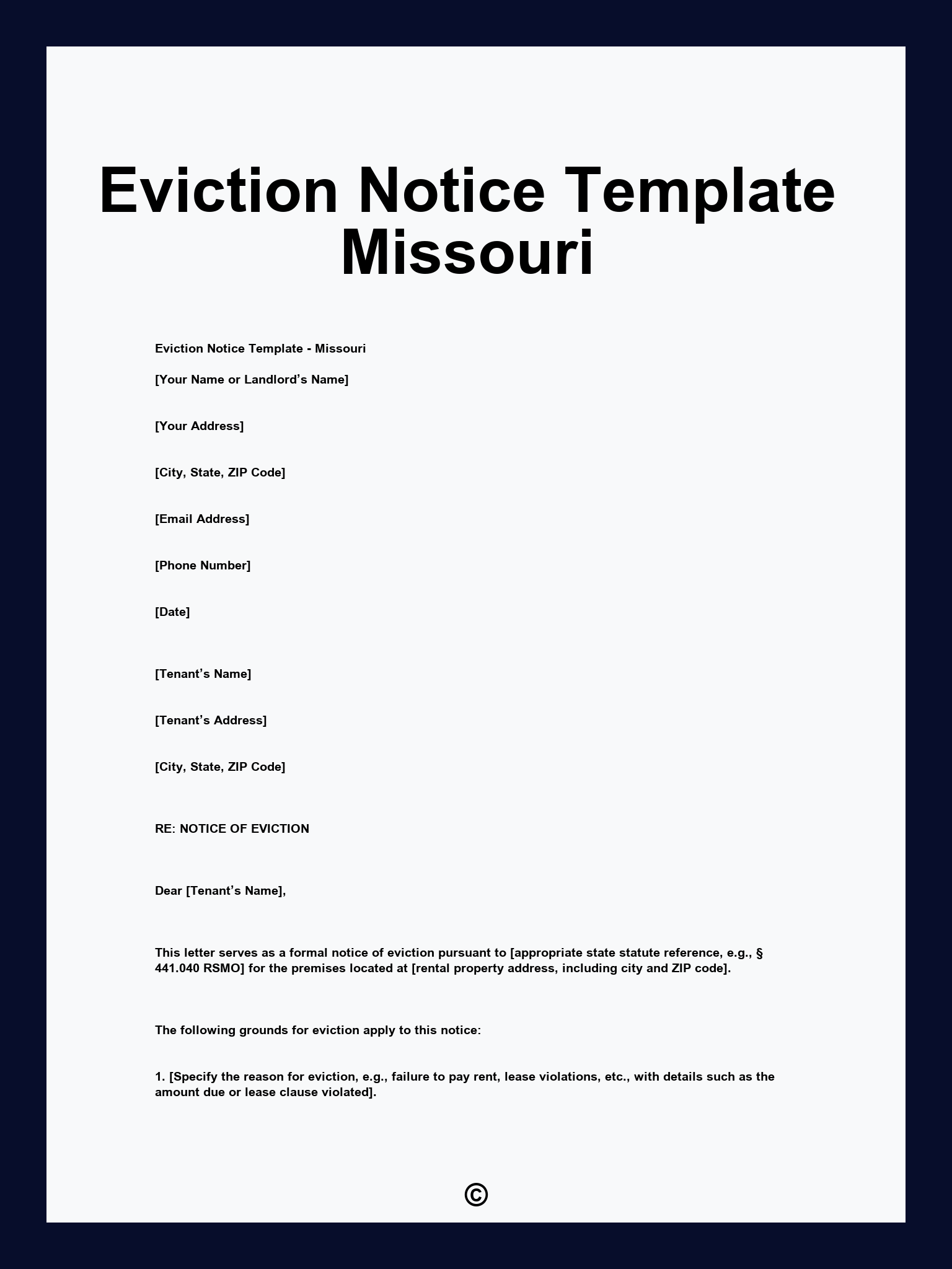 Eviction Notice Template Missouri