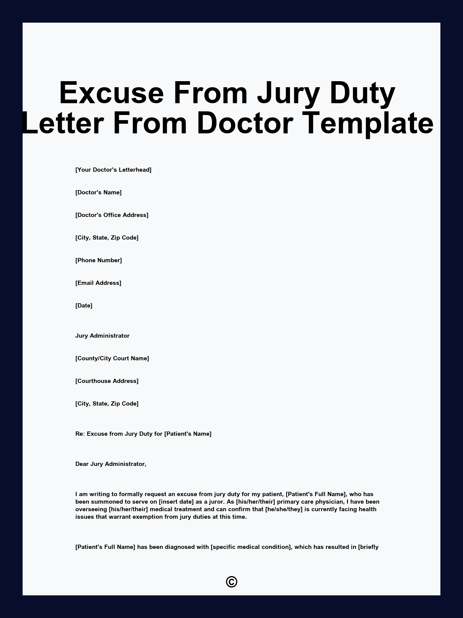 Excuse From Jury Duty Letter From Doctor Template