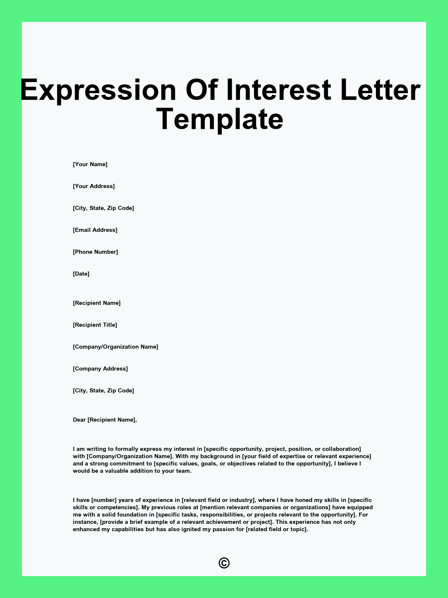 Expression Of Interest Letter Template