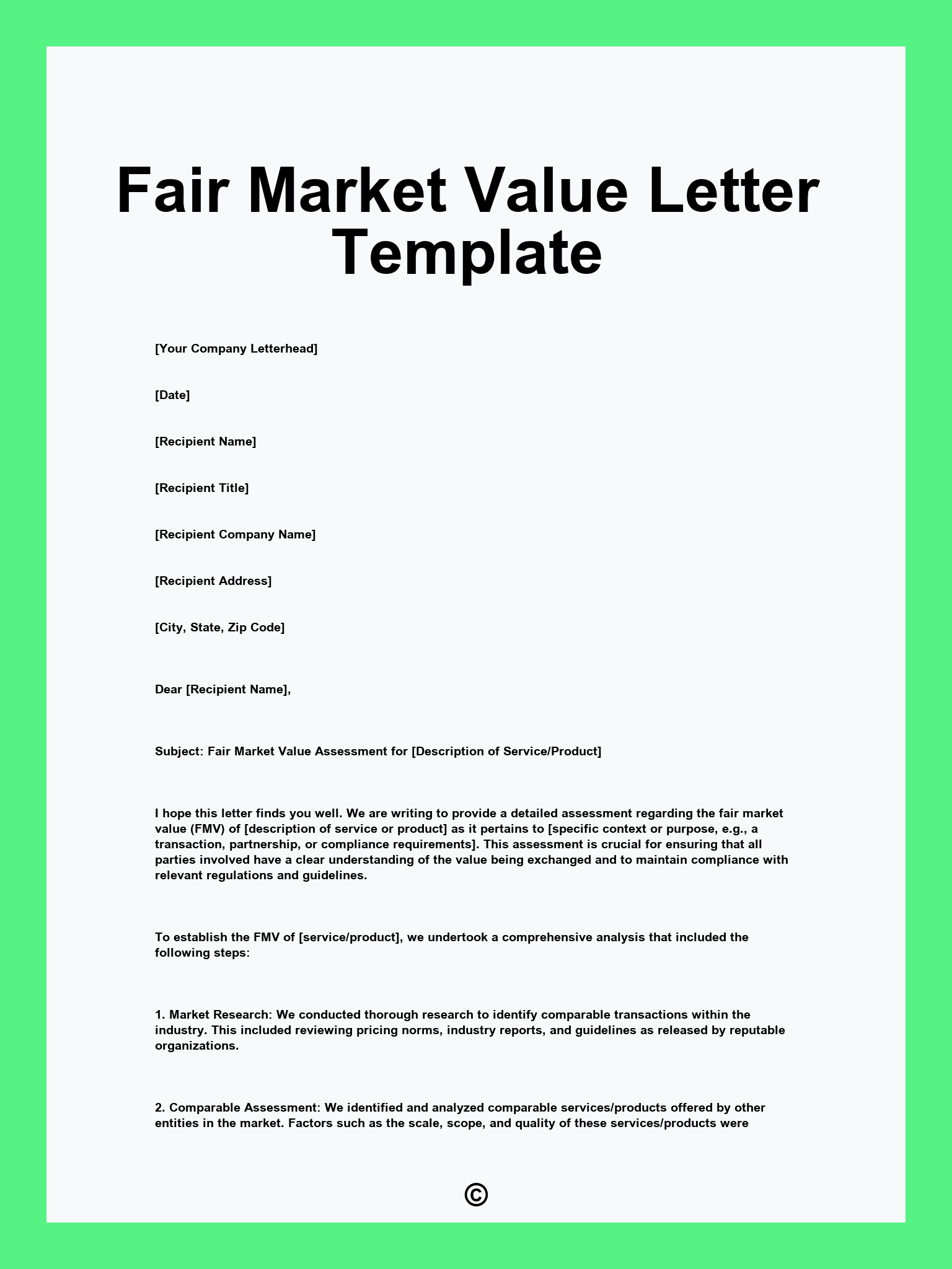 Fair Market Value Letter Template