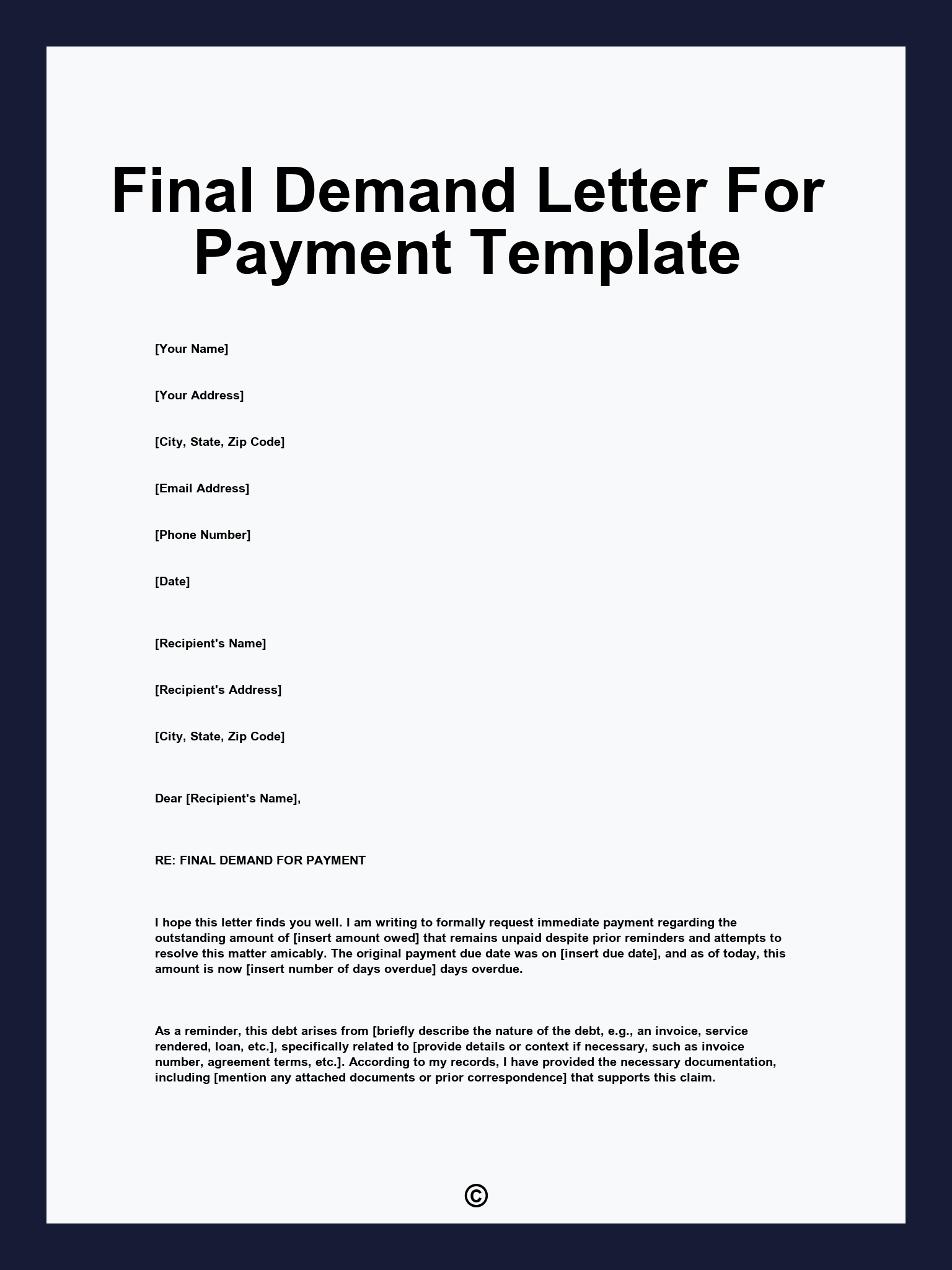 Final Demand Letter For Payment Template