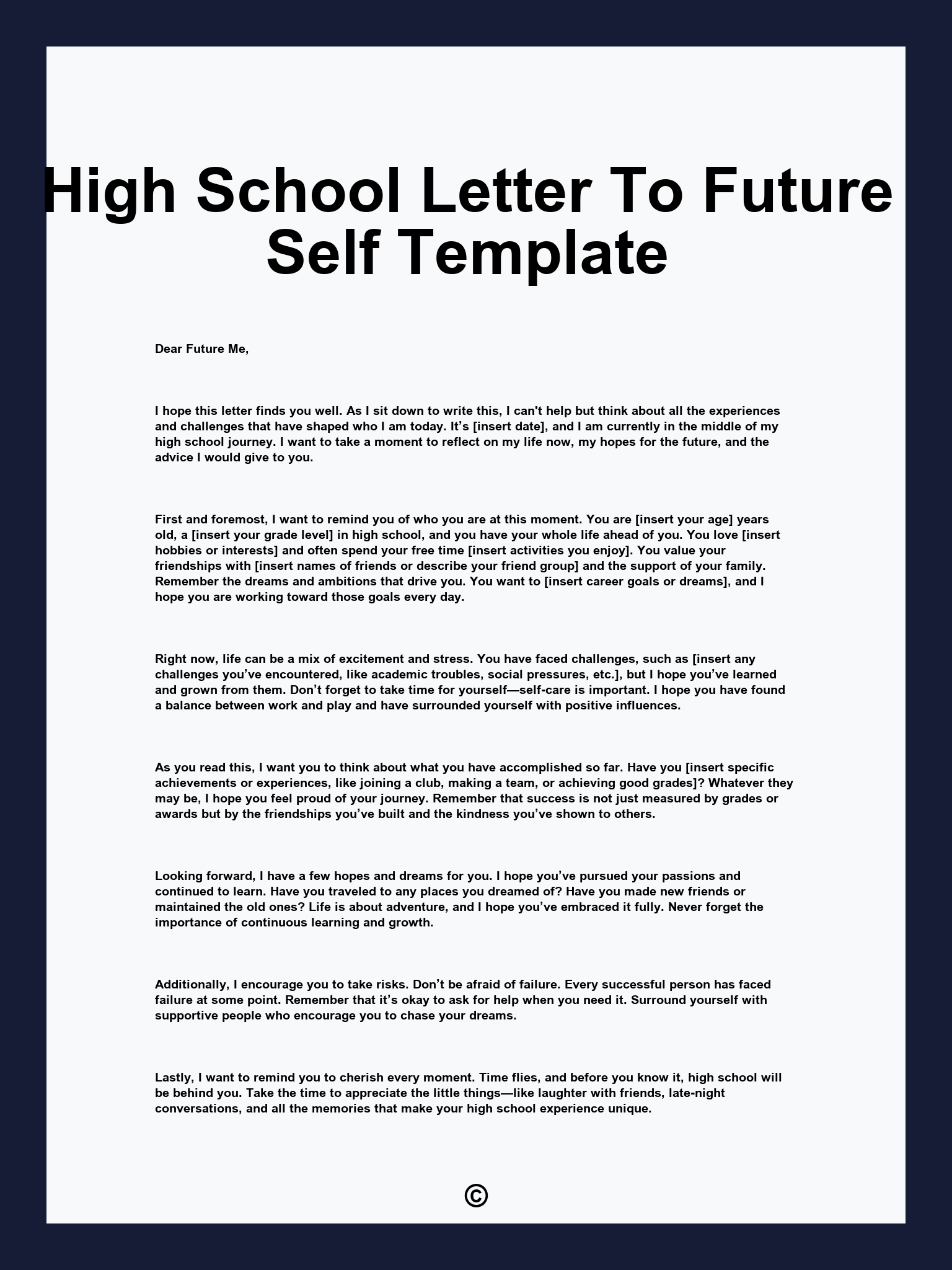 High School Letter To Future Self Template