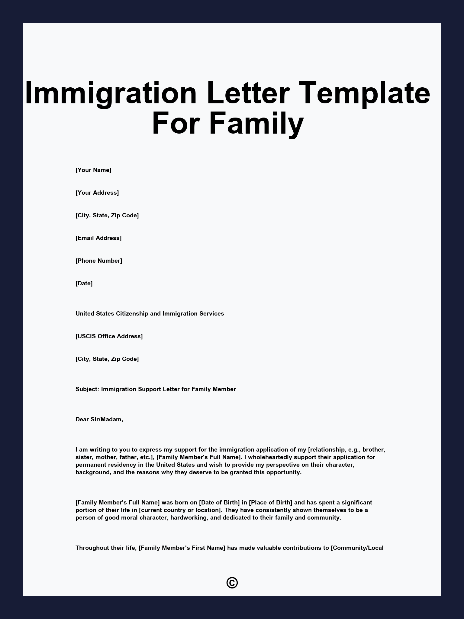 Immigration Letter Template For Family