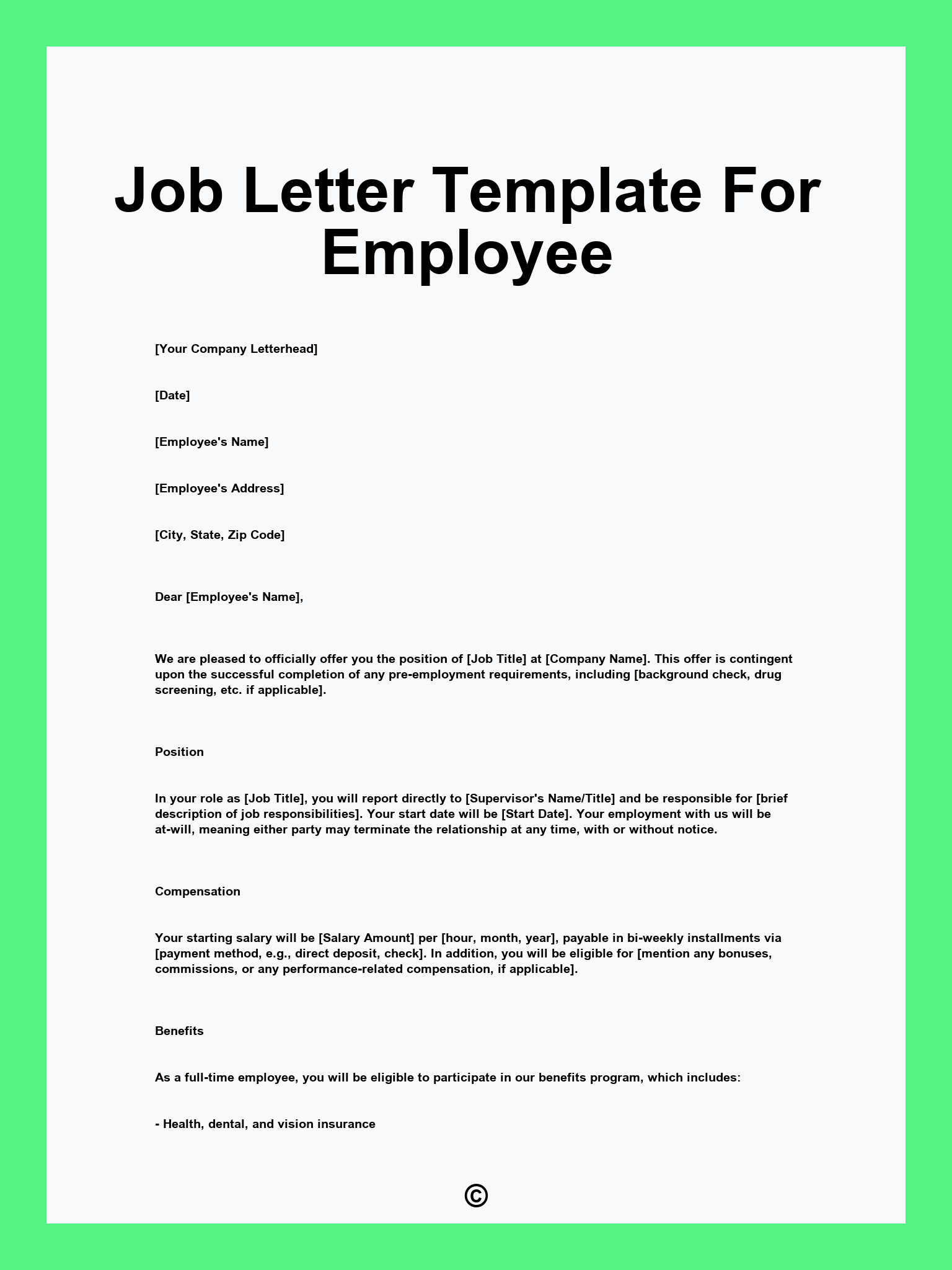 Job Letter Template For Employee