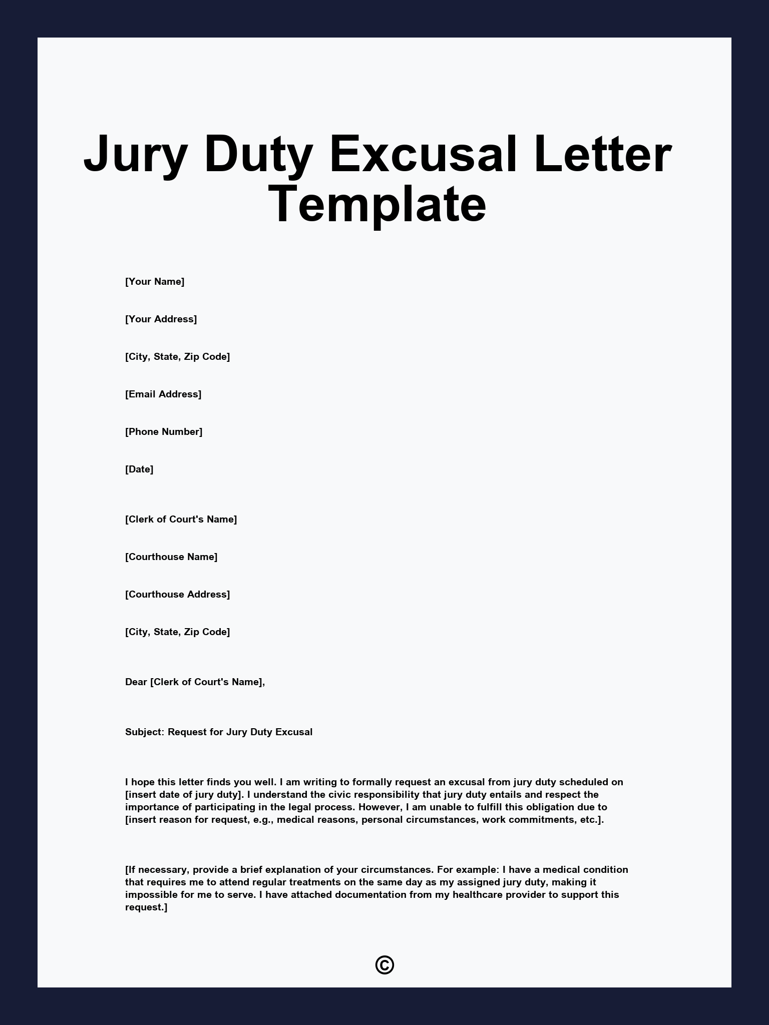 Jury Duty Excusal Letter Template