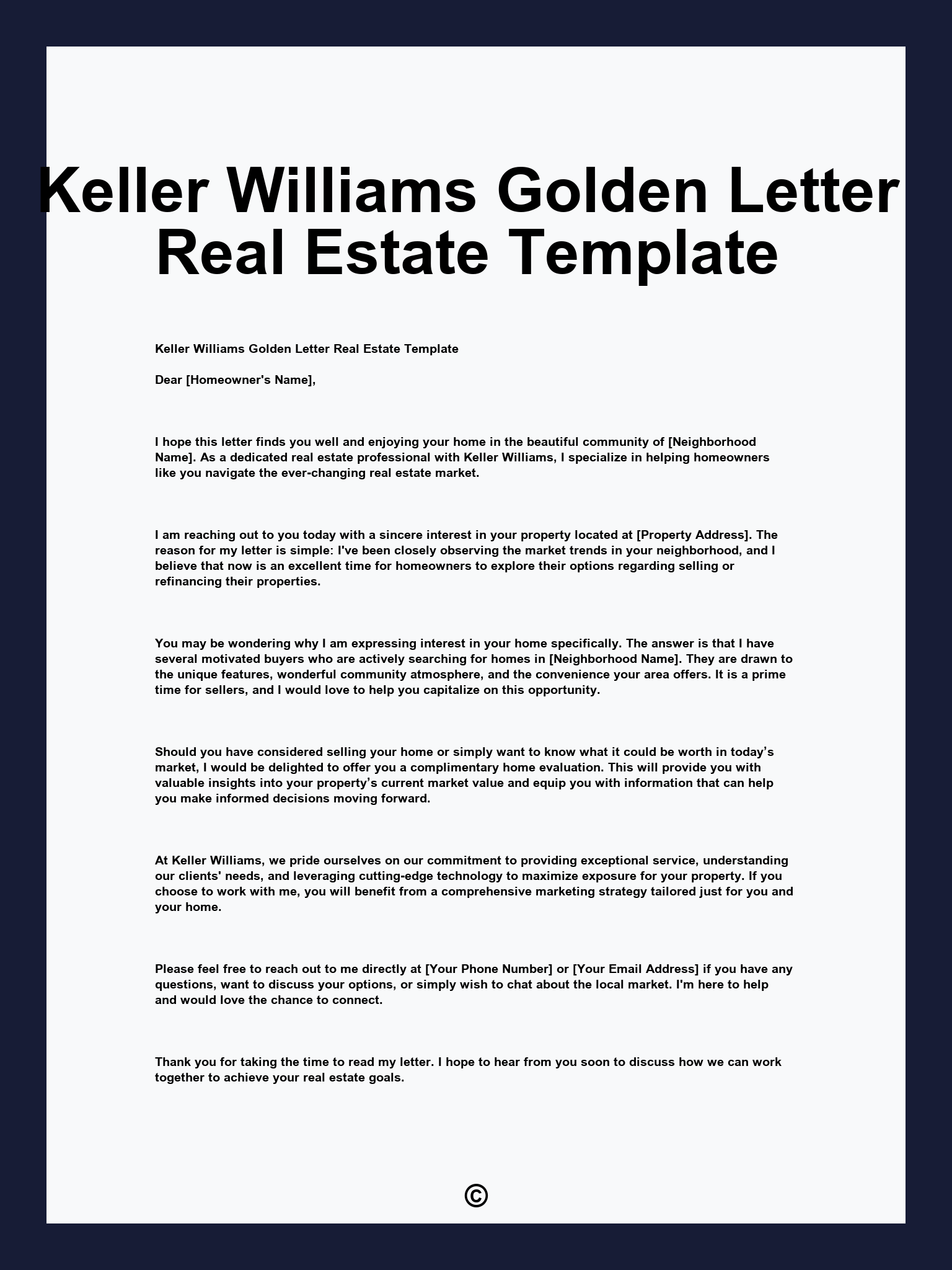 Keller Williams Golden Letter Real Estate Template