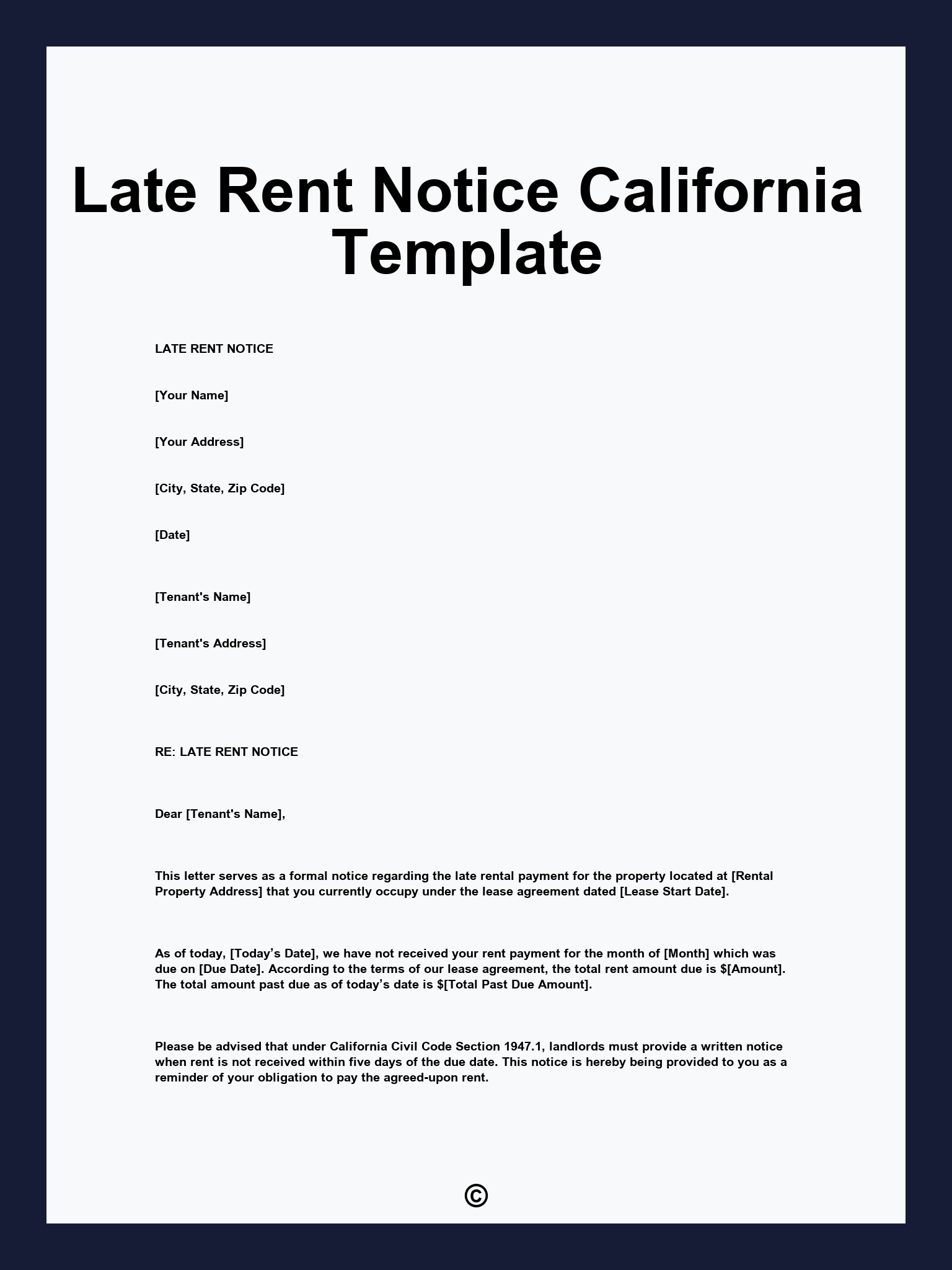 Late Rent Notice California Template