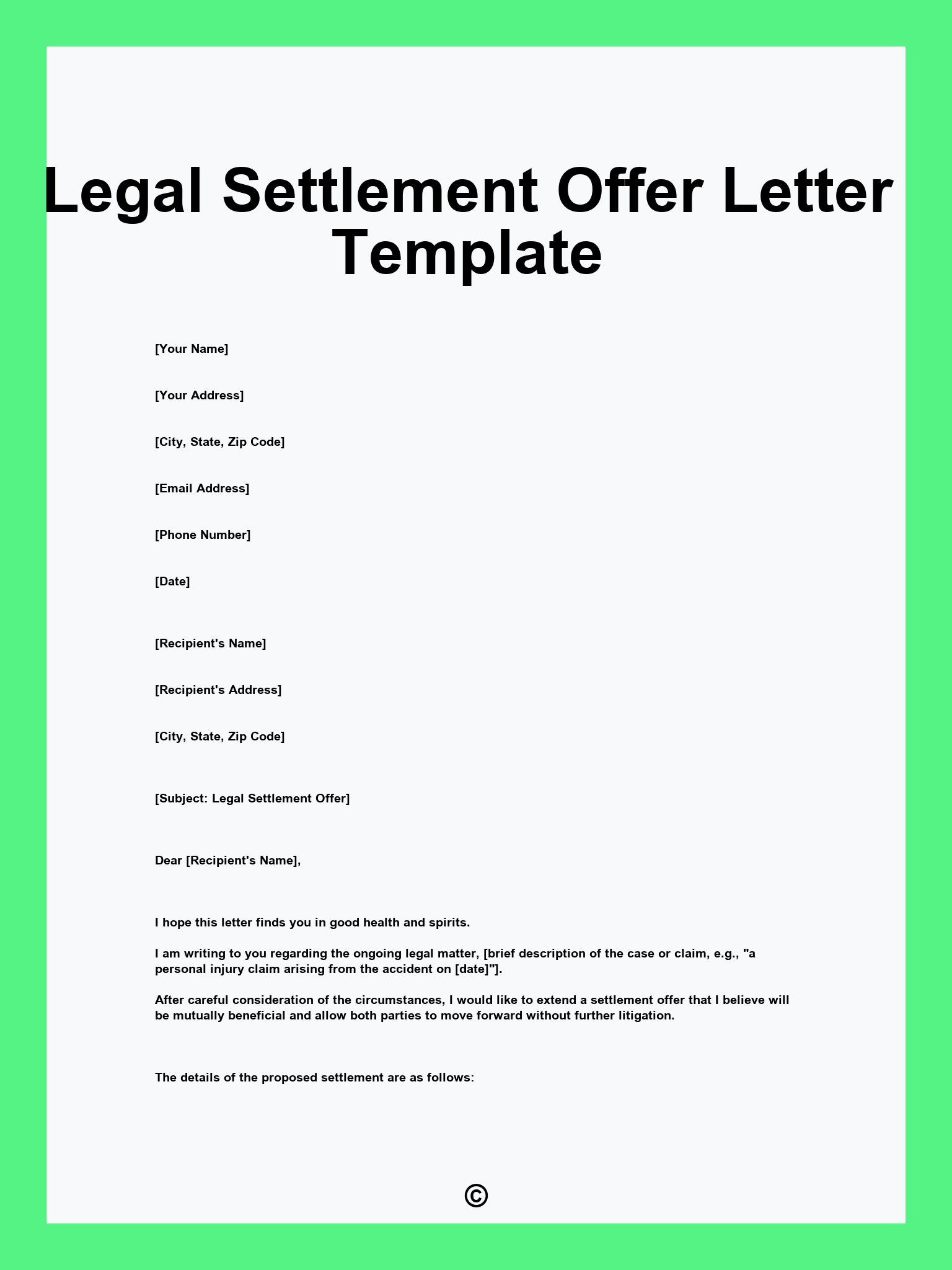 Legal Settlement Offer Letter Template