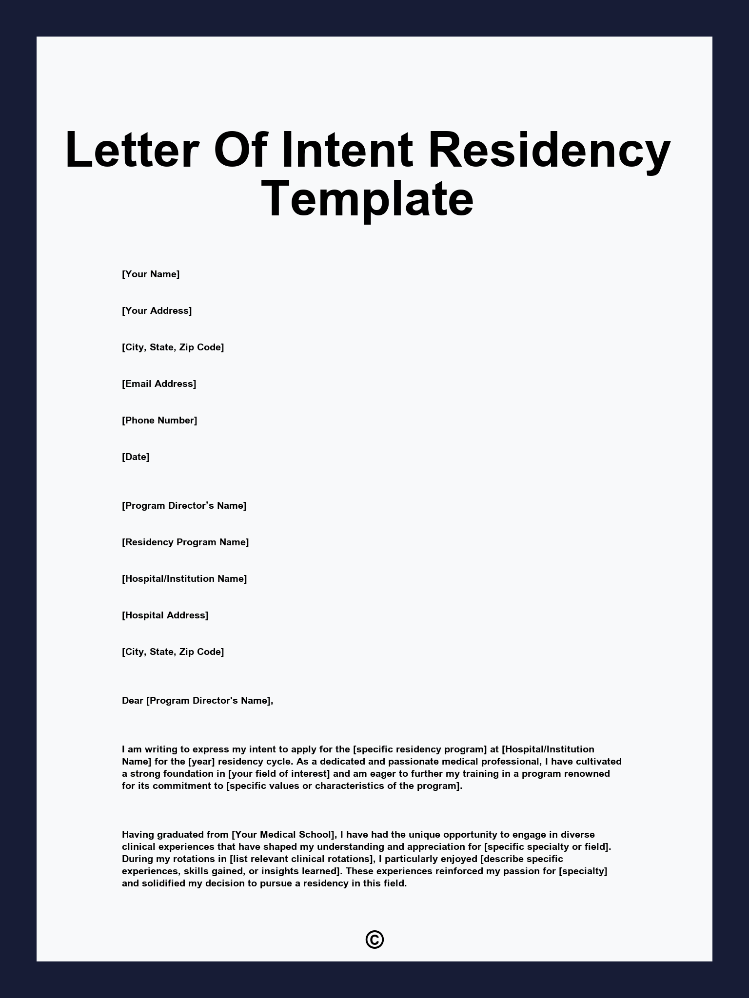 Letter Of Intent Residency Template