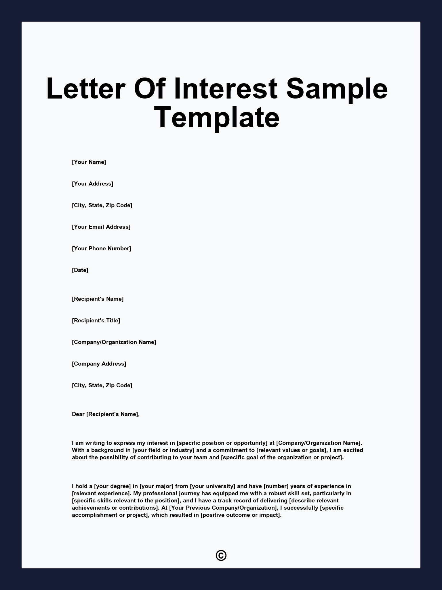 Letter Of Interest Sample Template