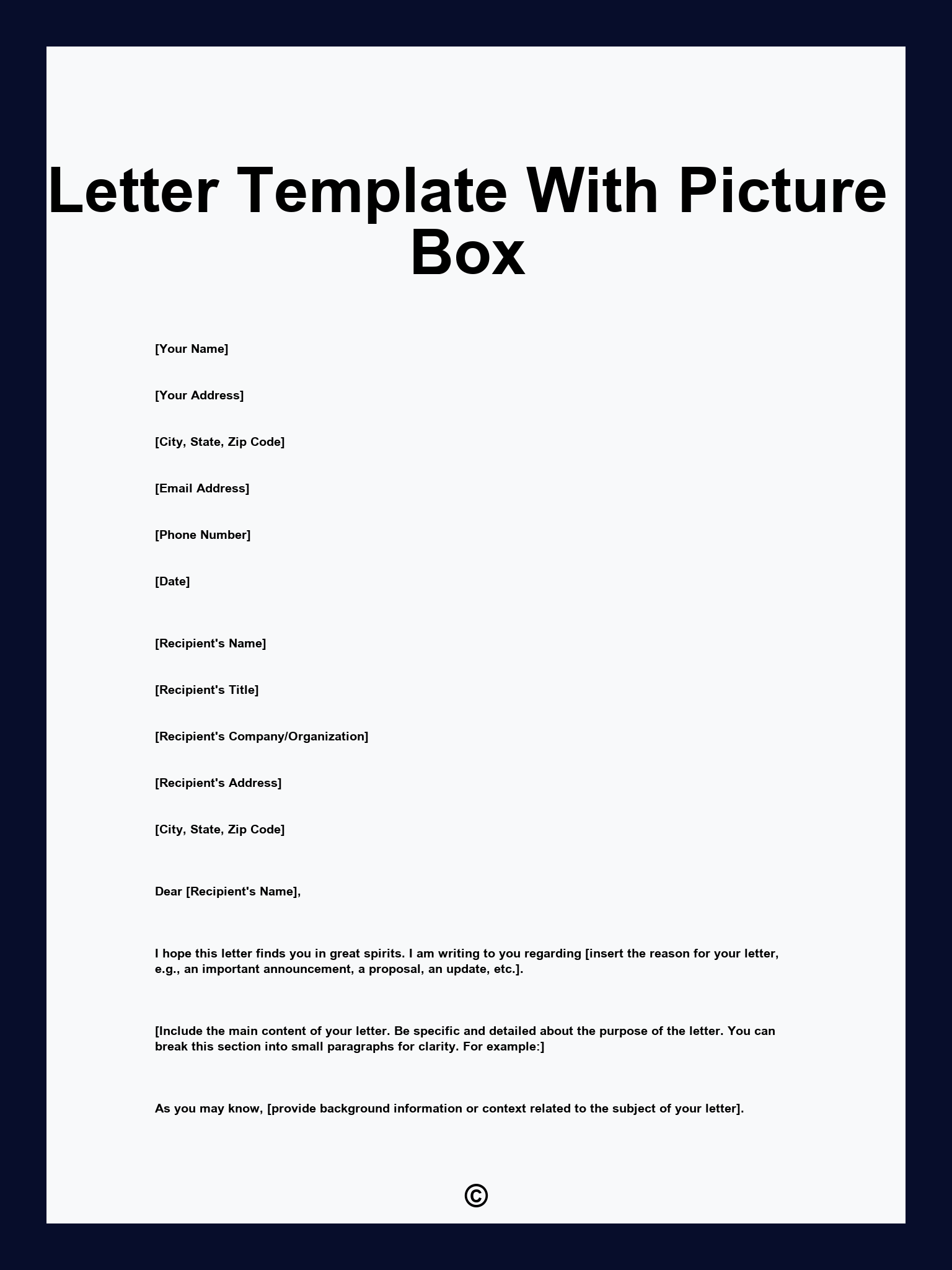 Letter Template With Picture Box