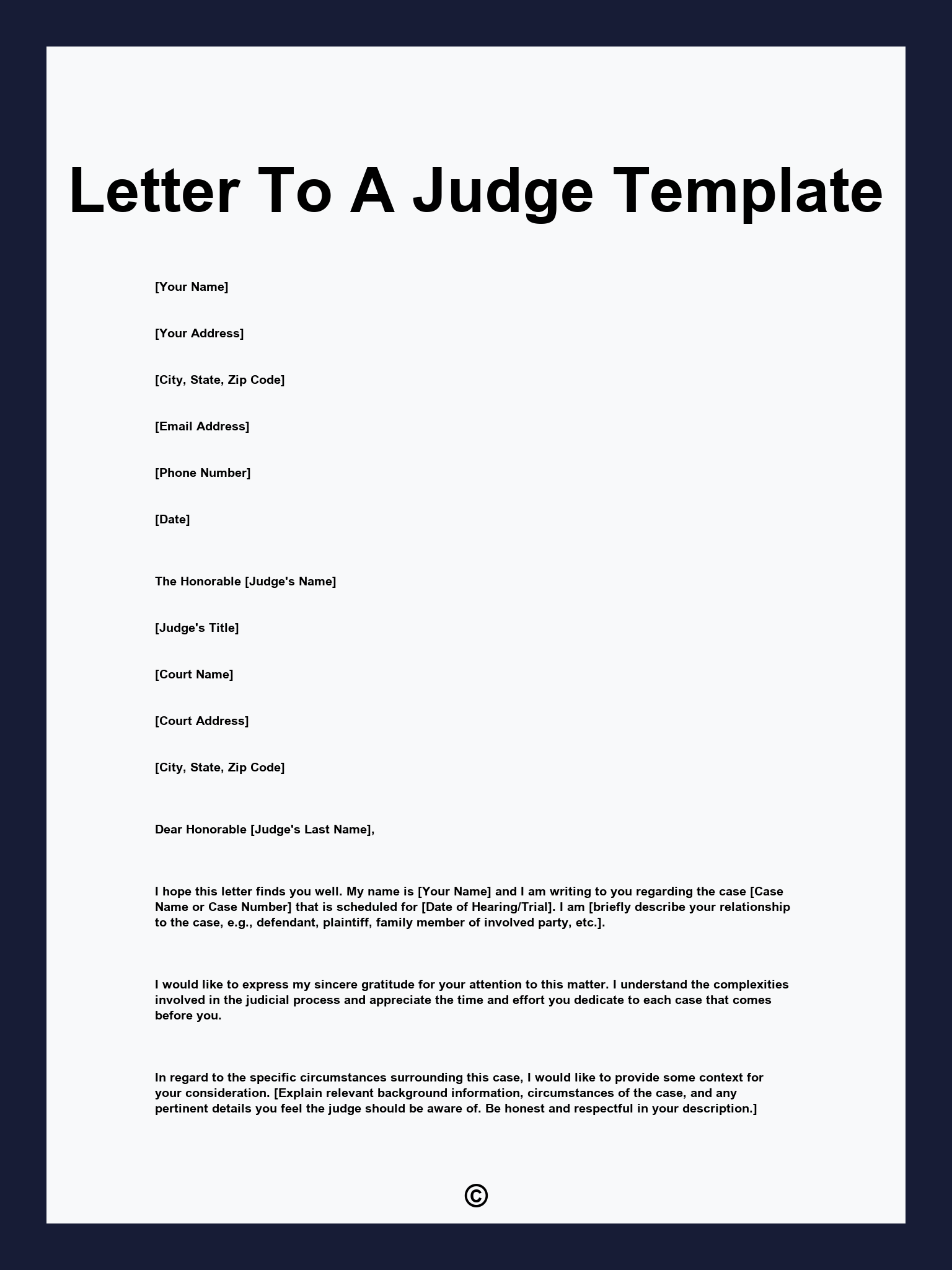 Letter To A Judge Template