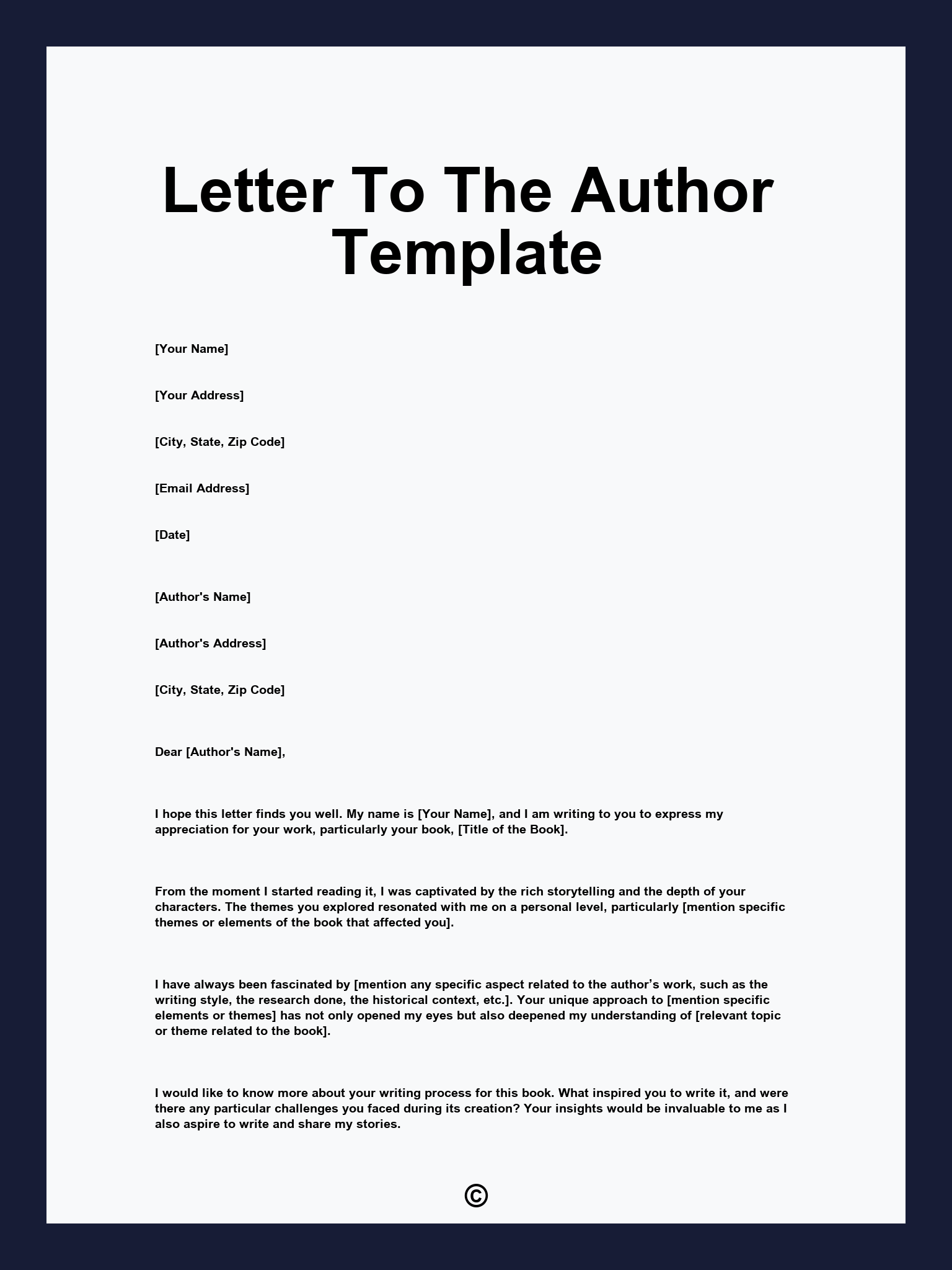 Letter To The Author Template