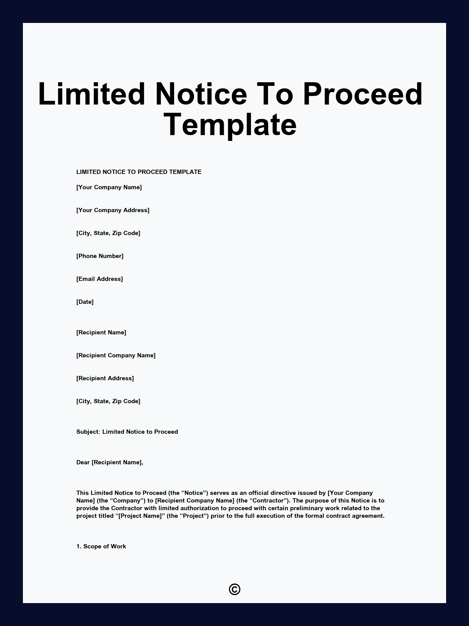 Limited Notice To Proceed Template