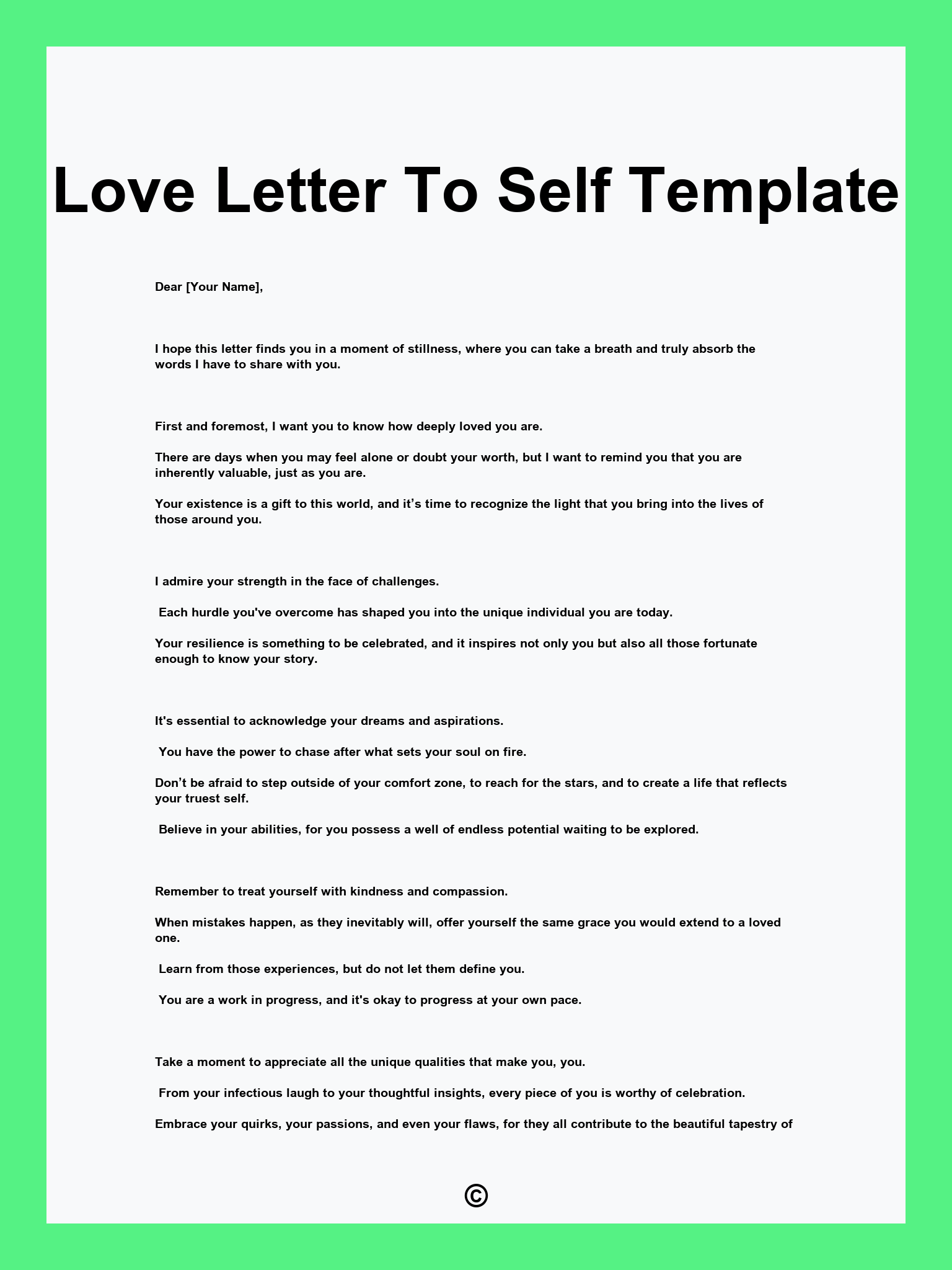 Love Letter To Self Template