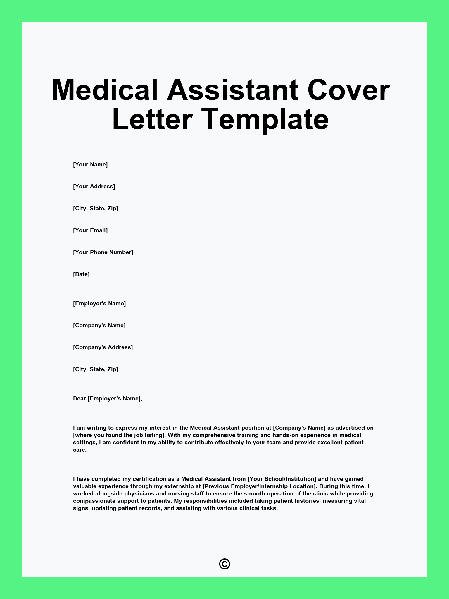 Medical Assistant Cover Letter Template