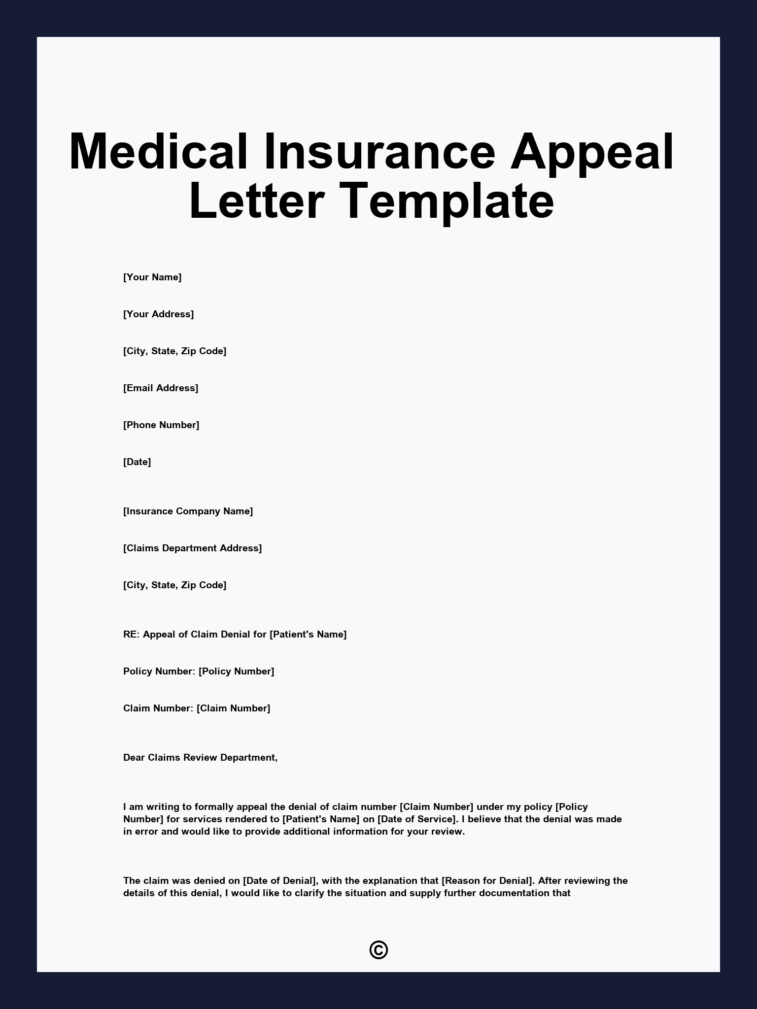 Medical Insurance Appeal Letter Template
