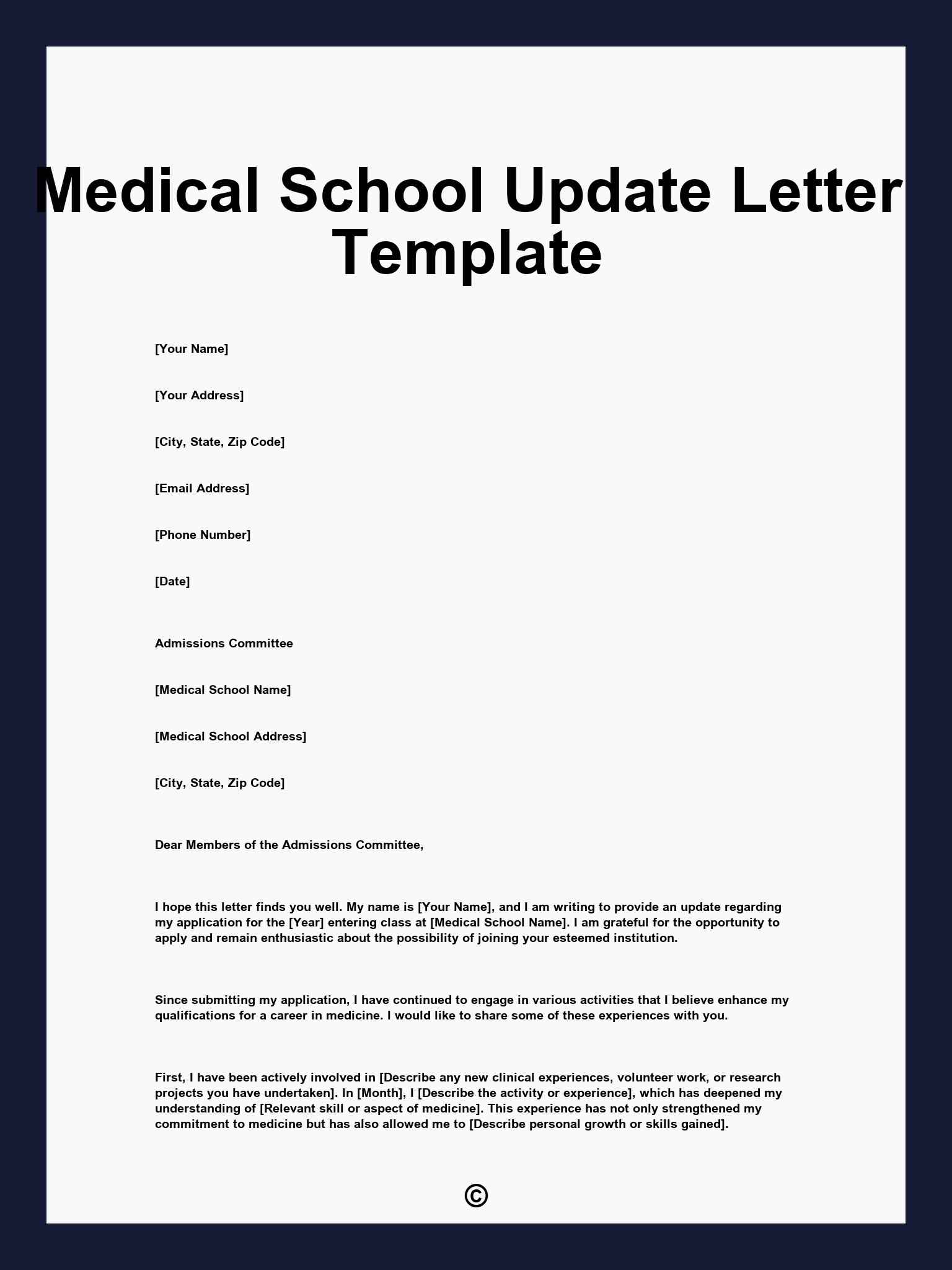 Medical School Update Letter Template