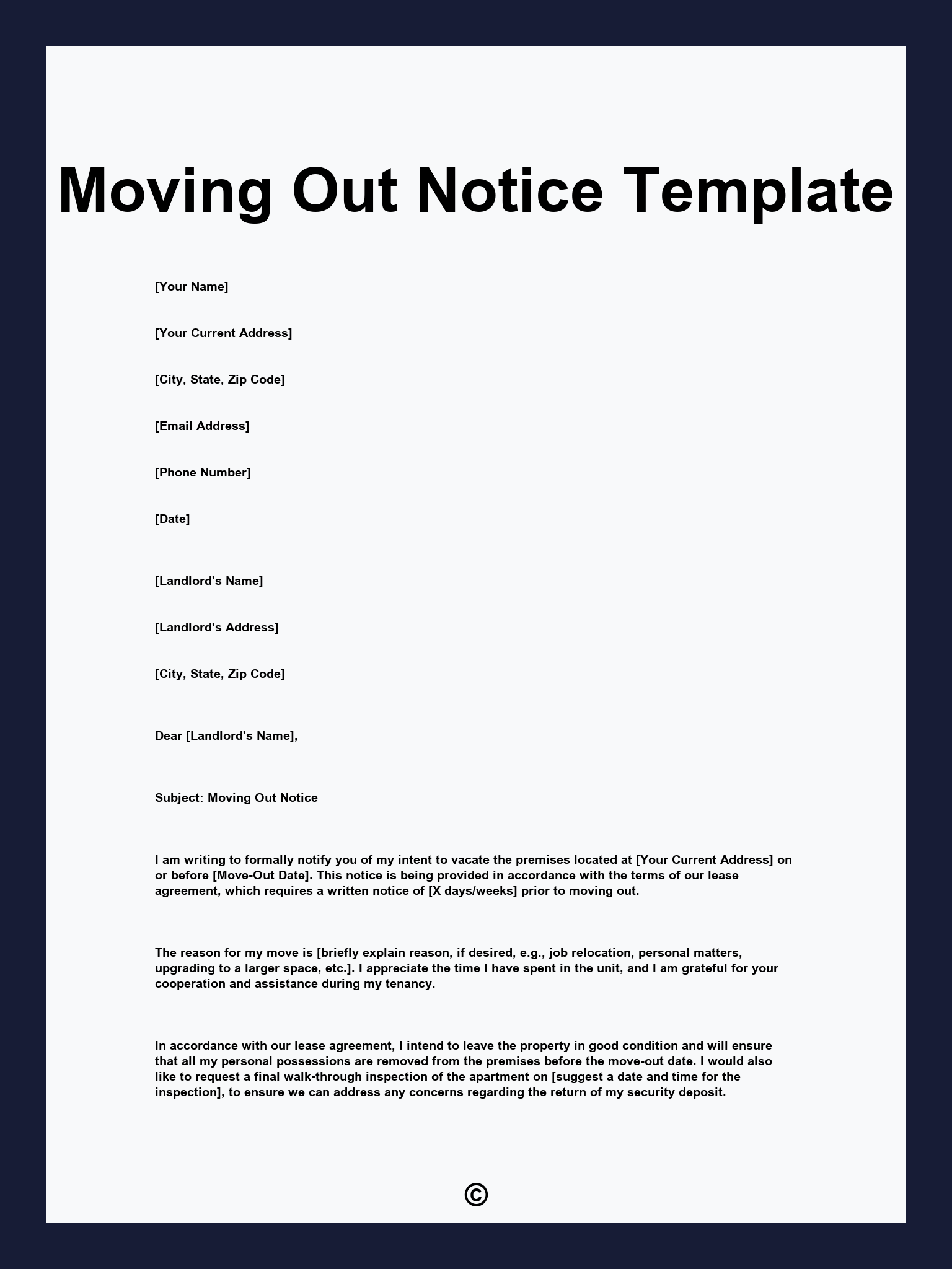 Moving Out Notice Template
