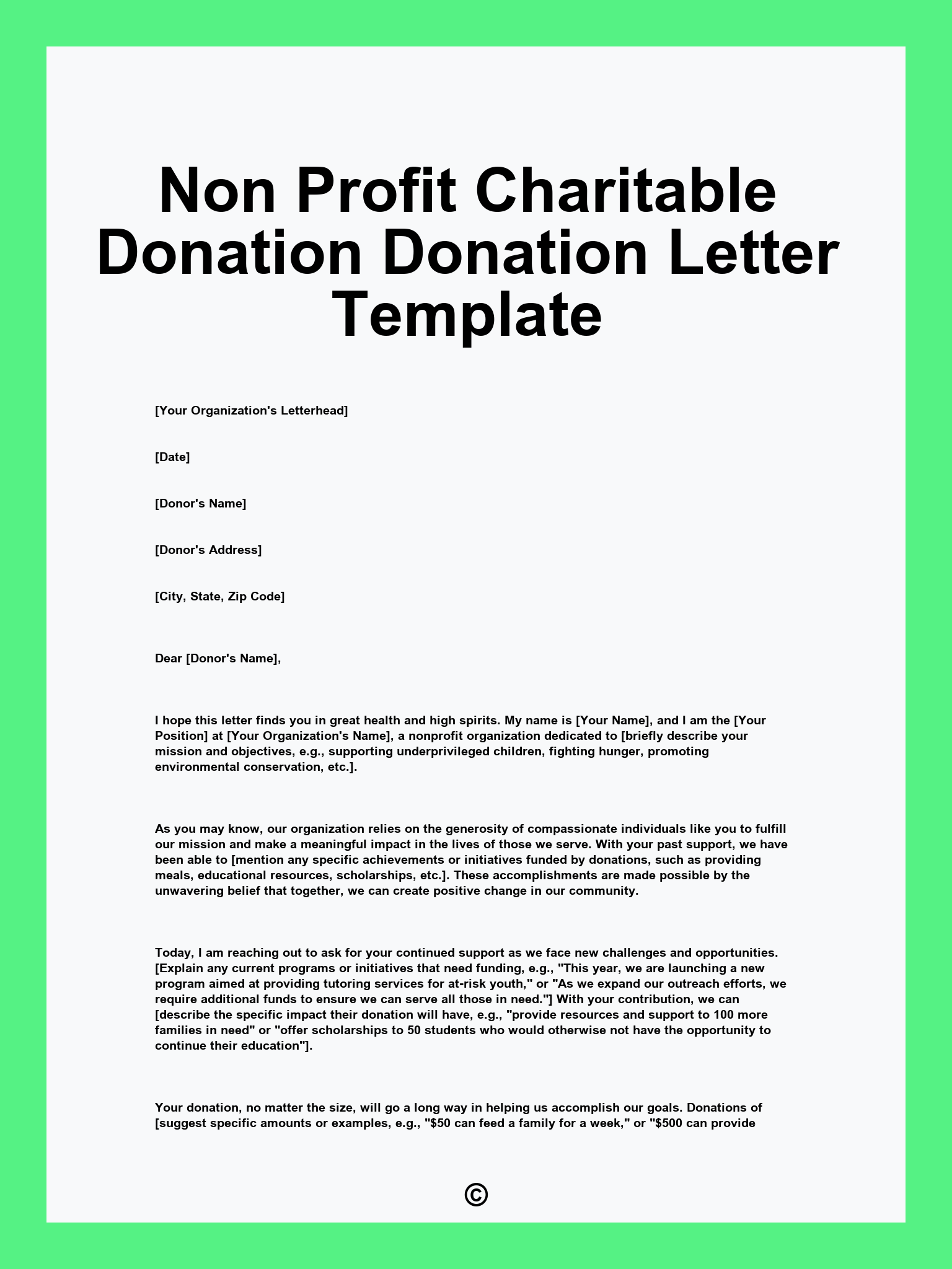 Non Profit Charitable Donation Donation Letter Template