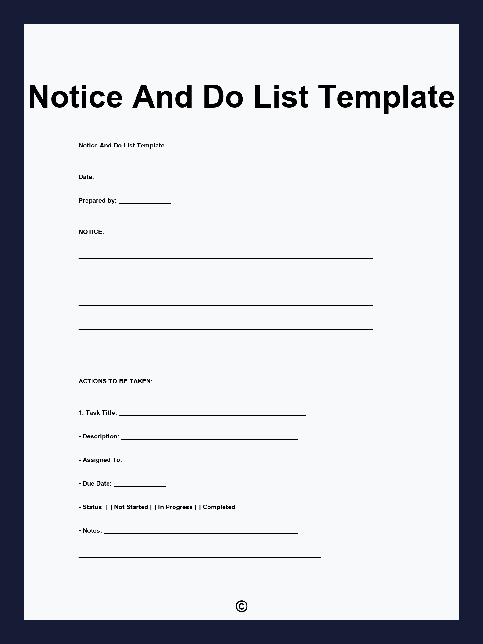Notice And Do List Template