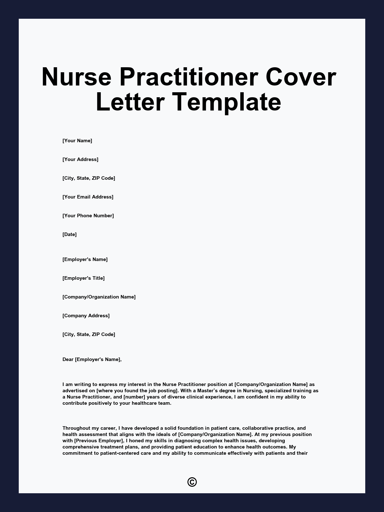 Nurse Practitioner Cover Letter Template