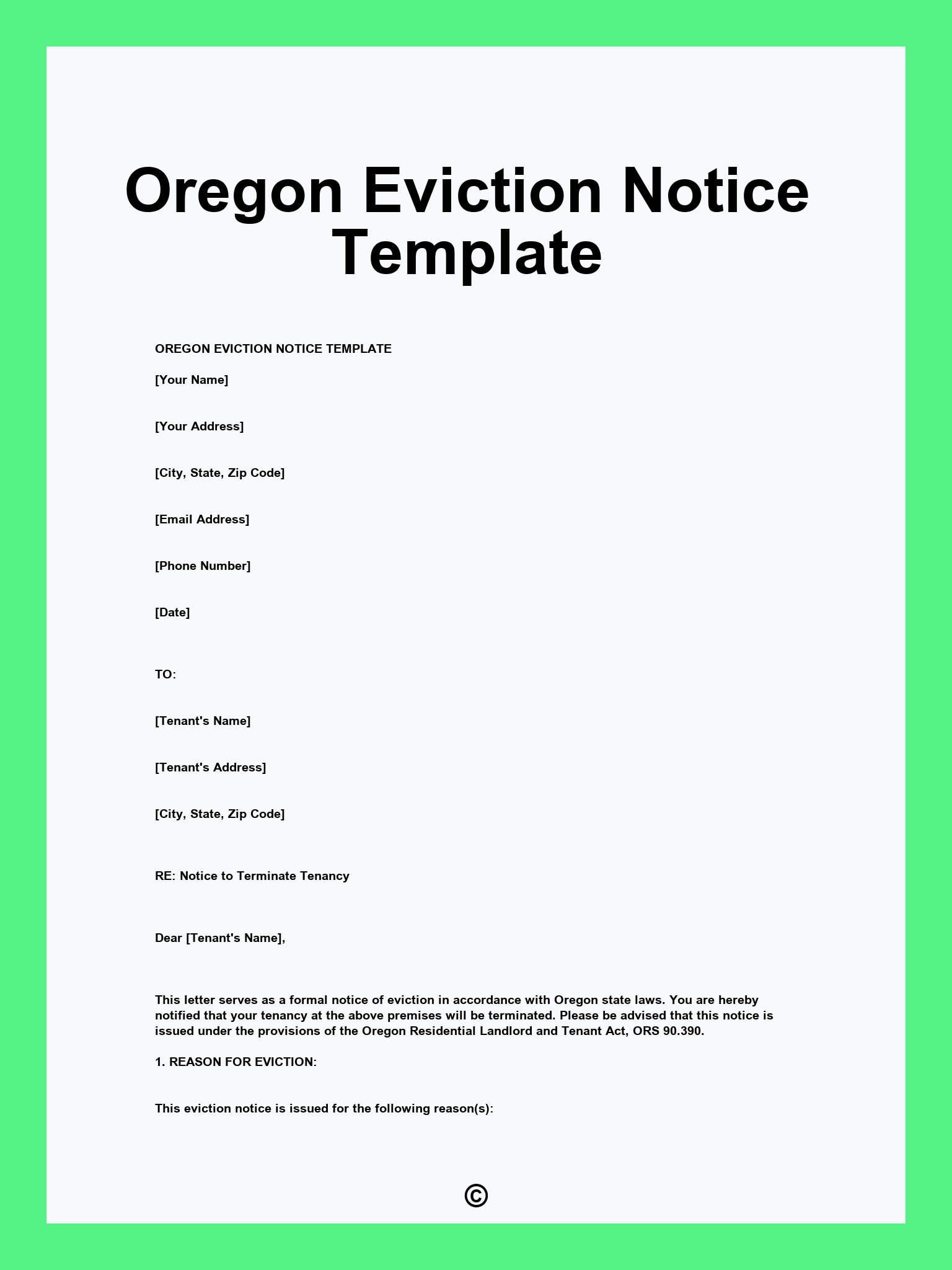 Oregon Eviction Notice Template