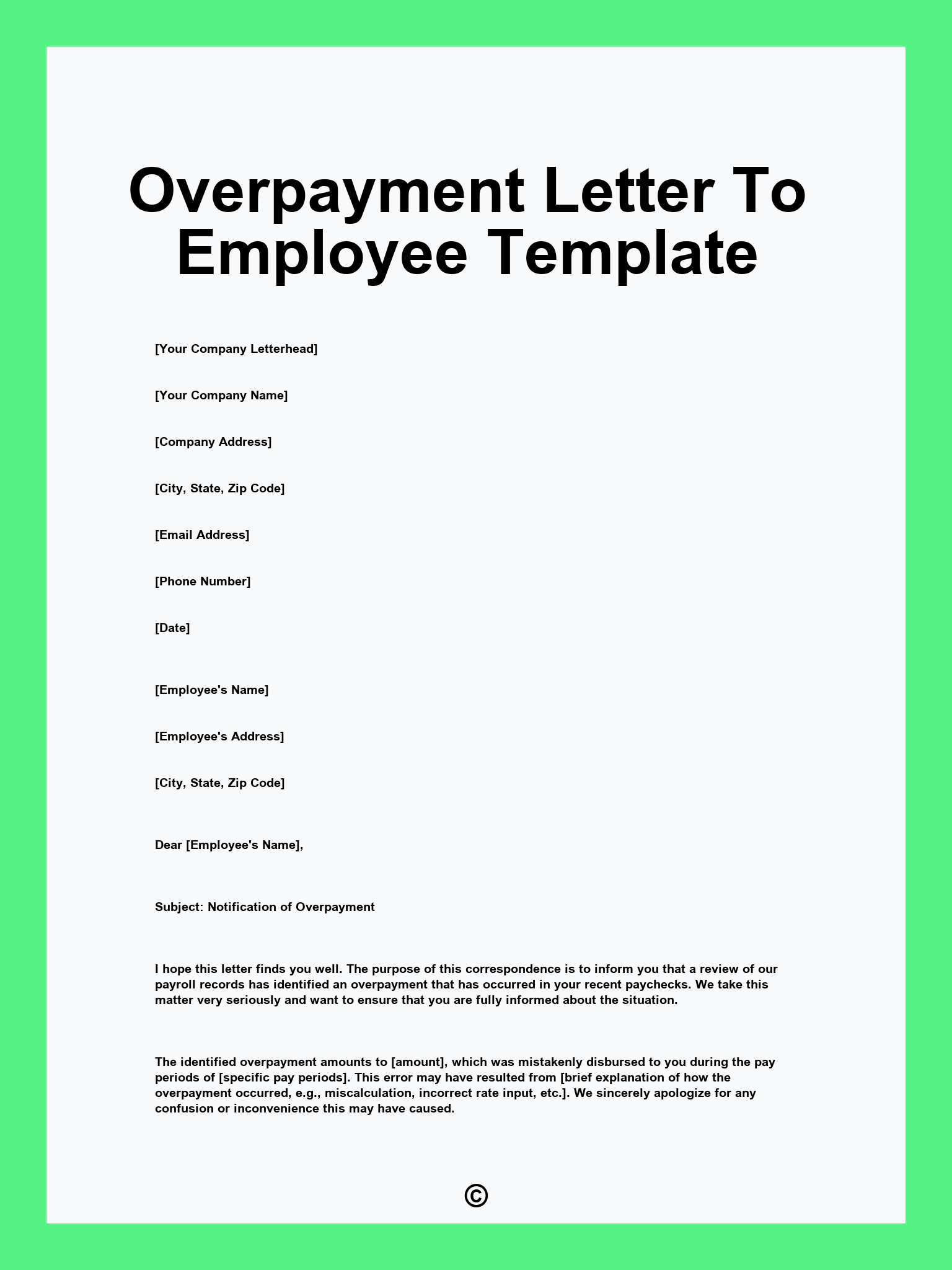 Overpayment Letter To Employee Template