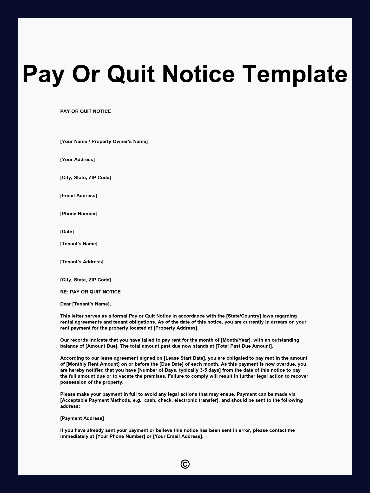 Pay Or Quit Notice Template