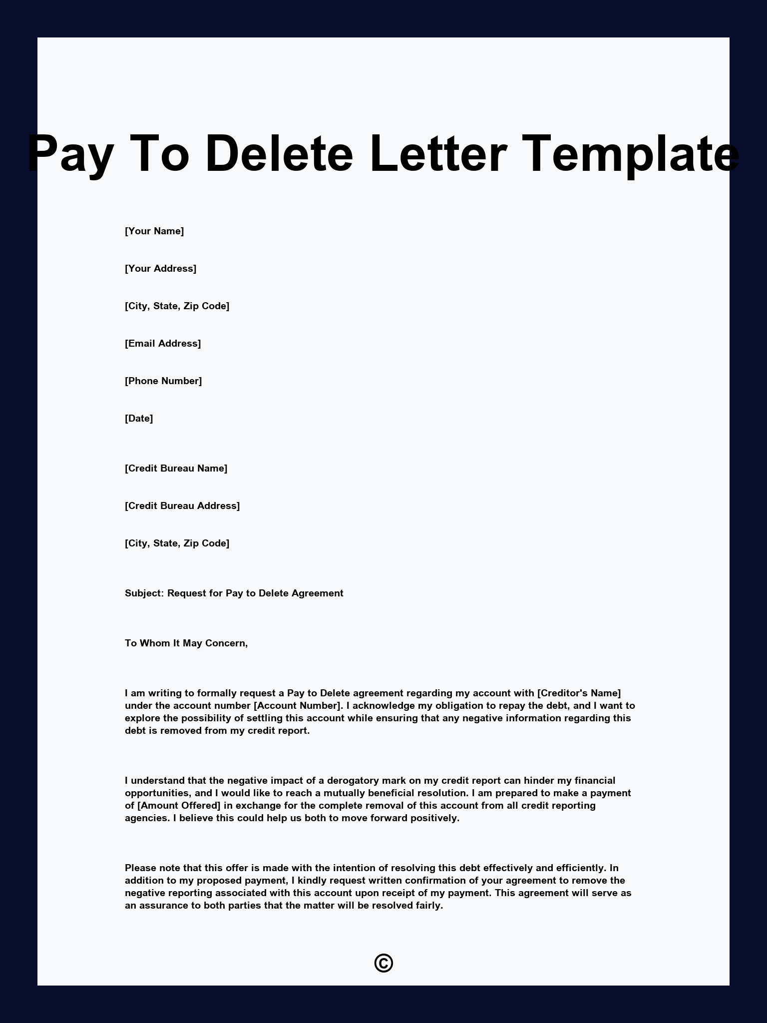 Pay To Delete Letter Template