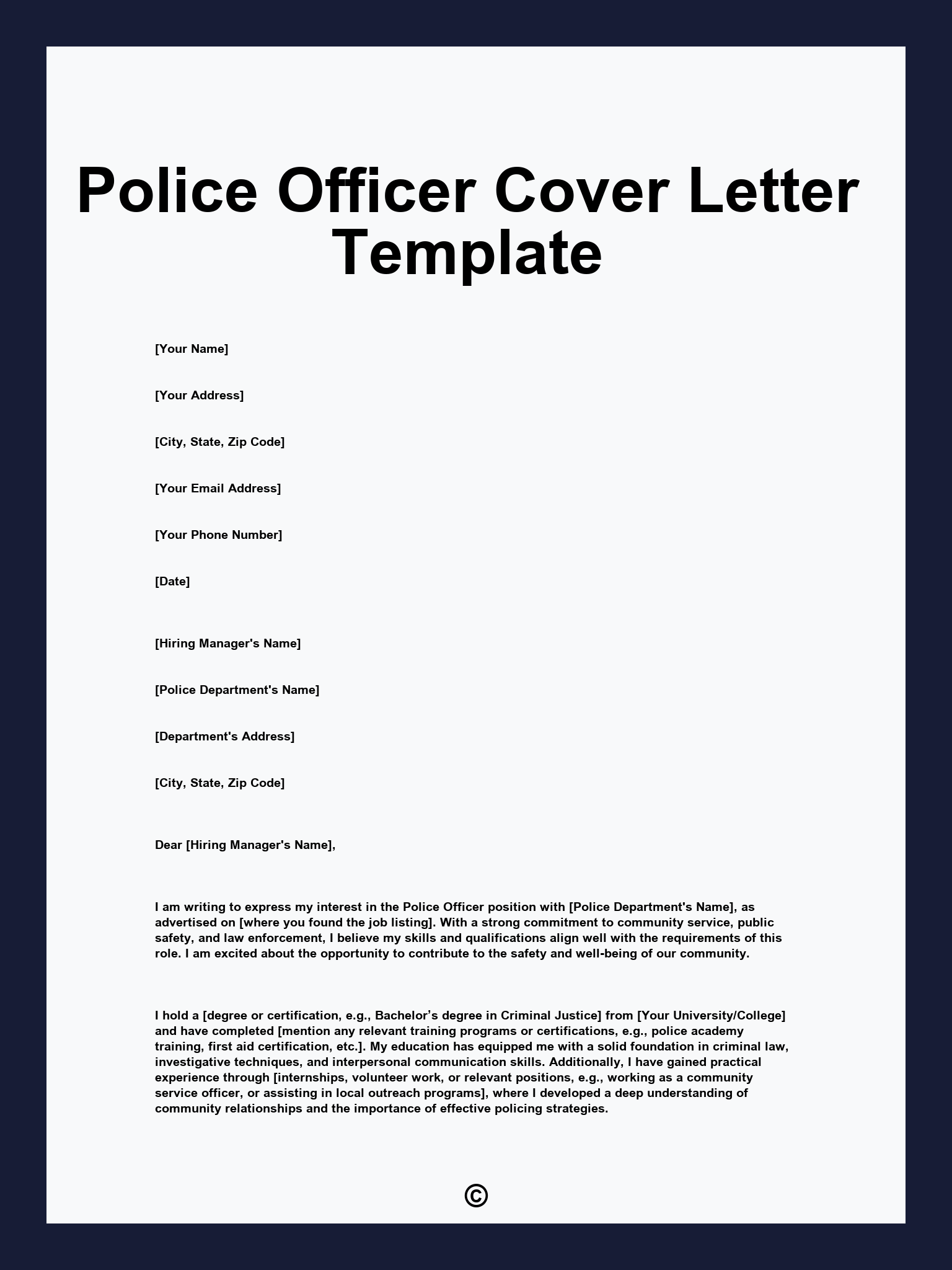 Police Officer Cover Letter Template