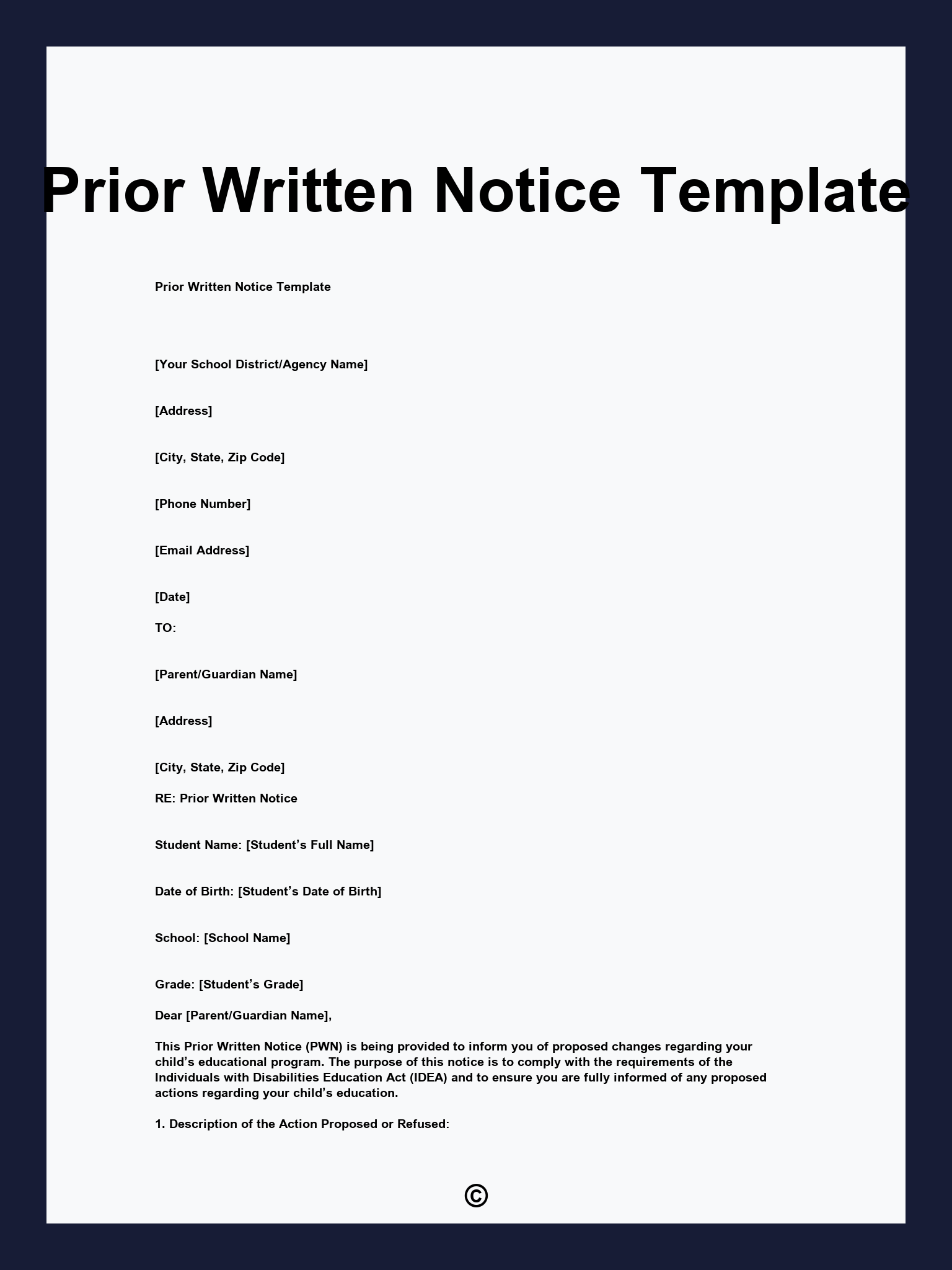 Prior Written Notice Template