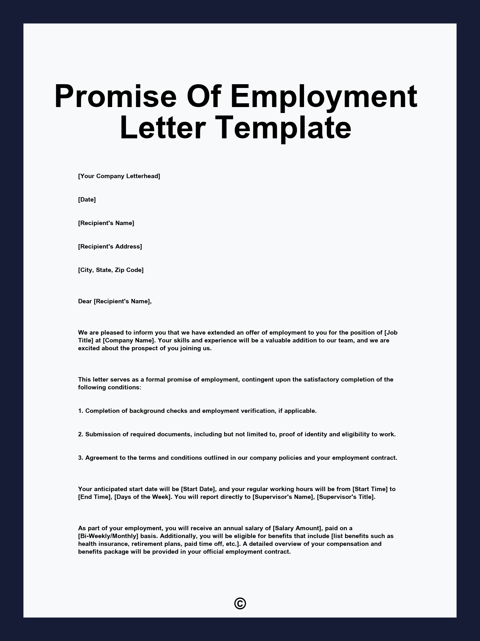 Promise Of Employment Letter Template