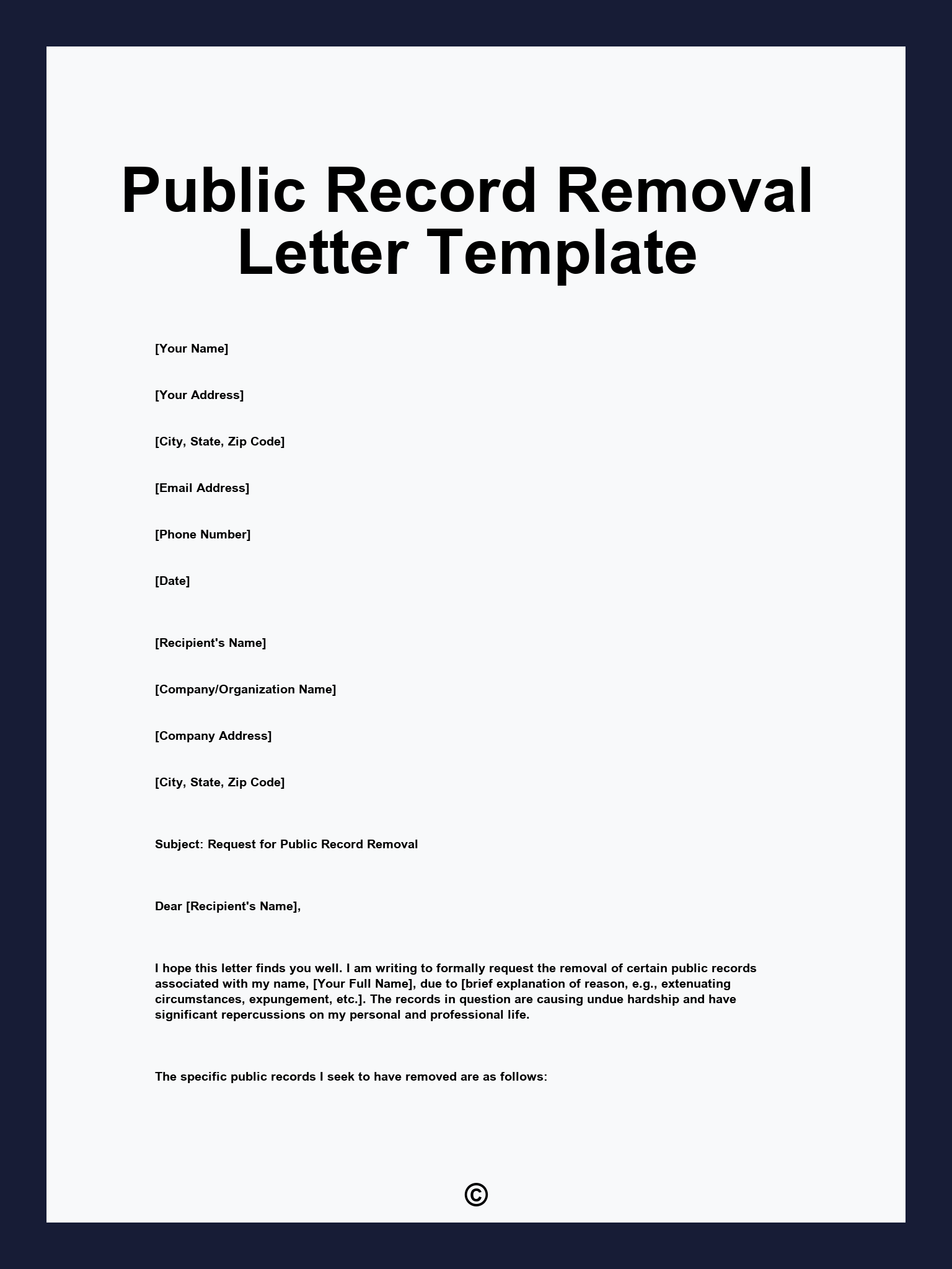 Public Record Removal Letter Template