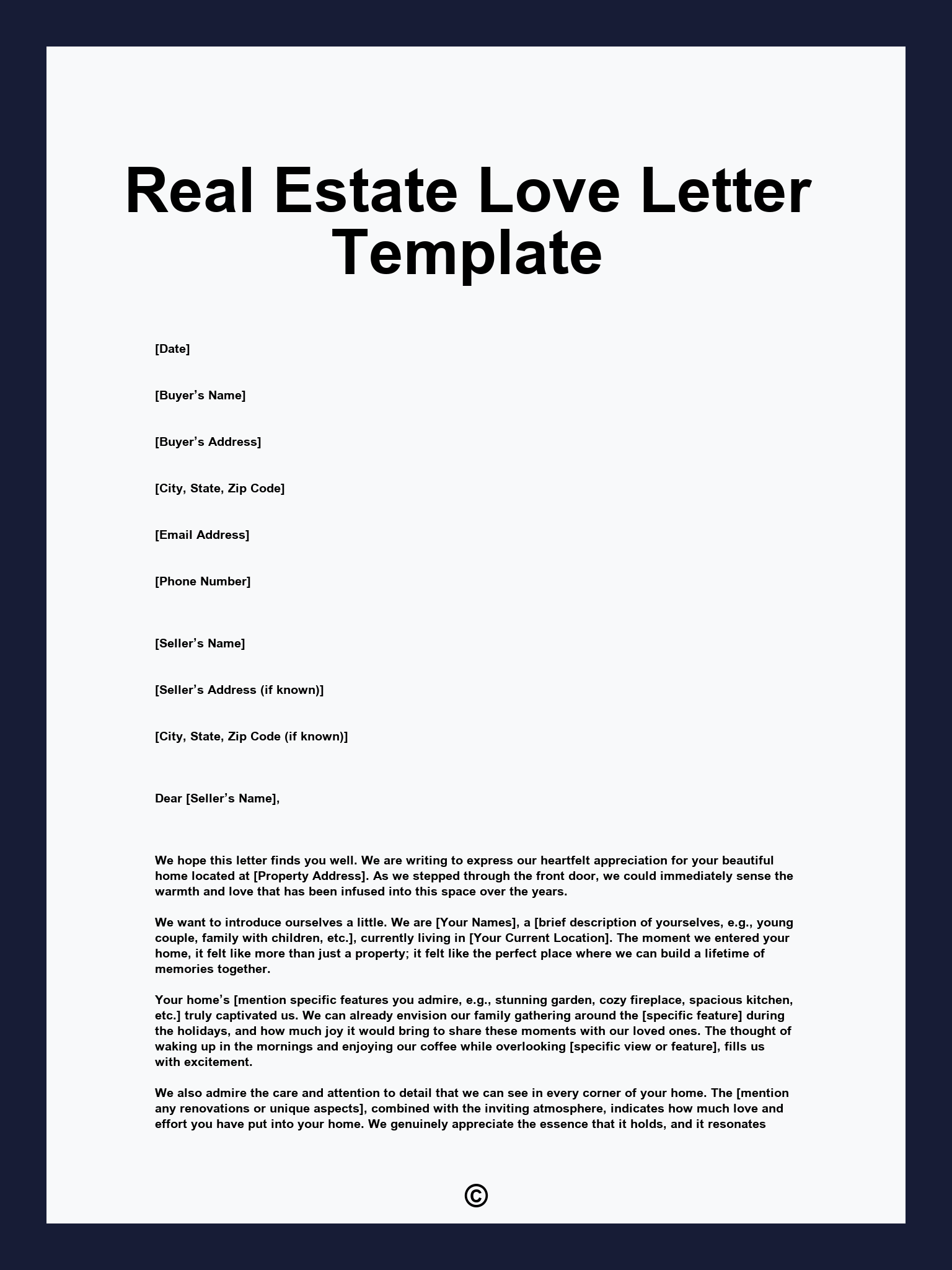 Real Estate Love Letter Template