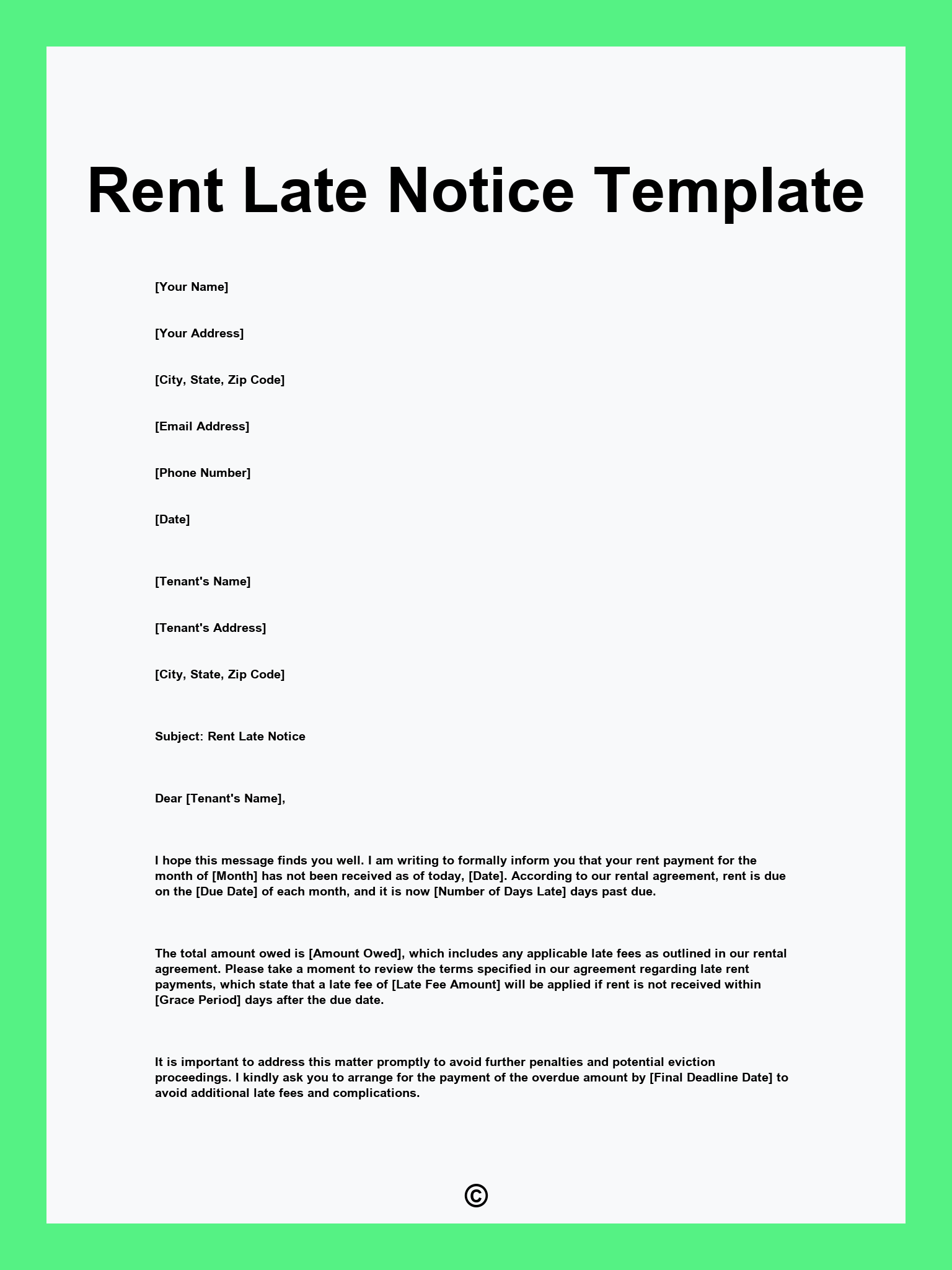 Rent Late Notice Template